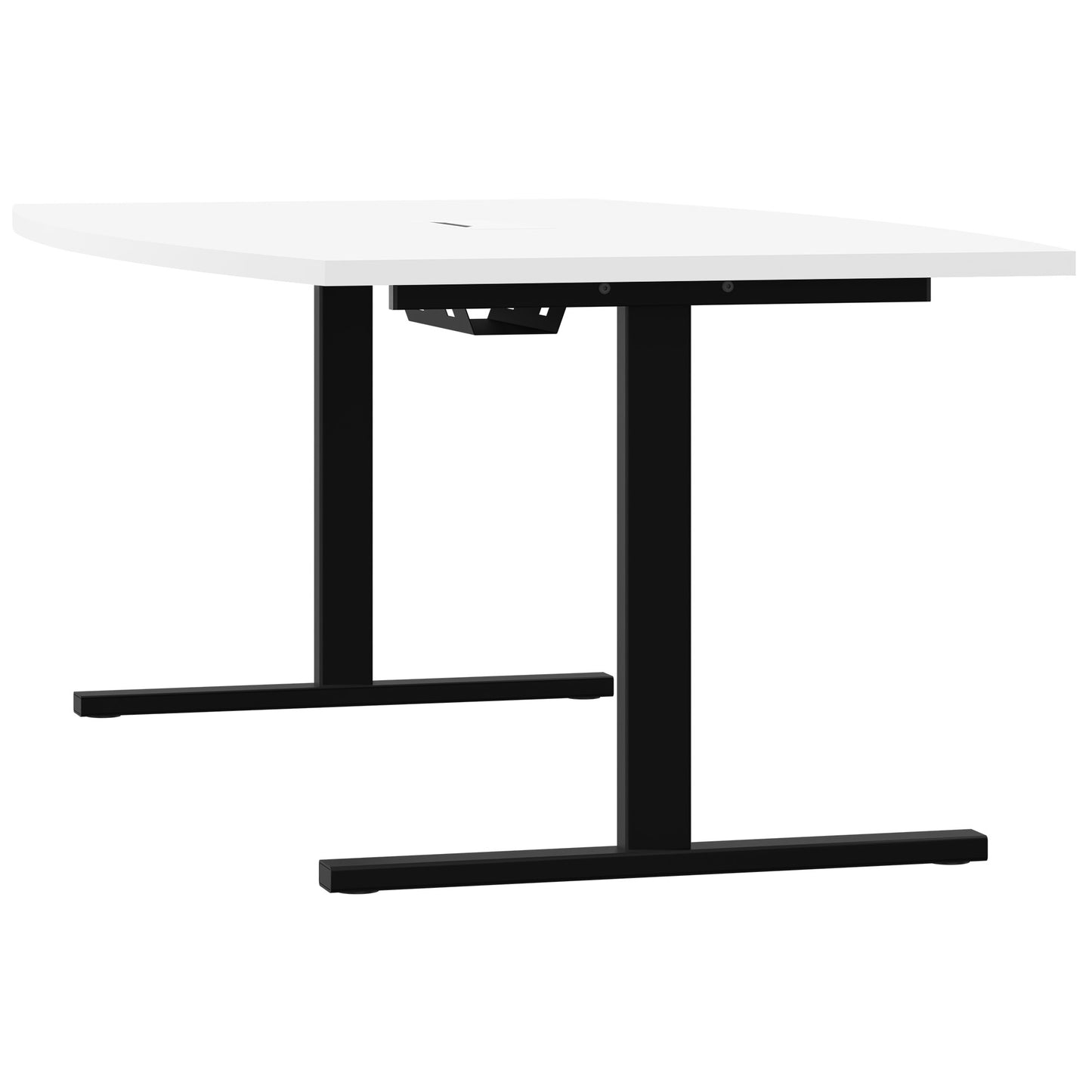 T-EASY Conference table | 2400 x 1200 mm (6 - 10 people), boat shape, electrified, white