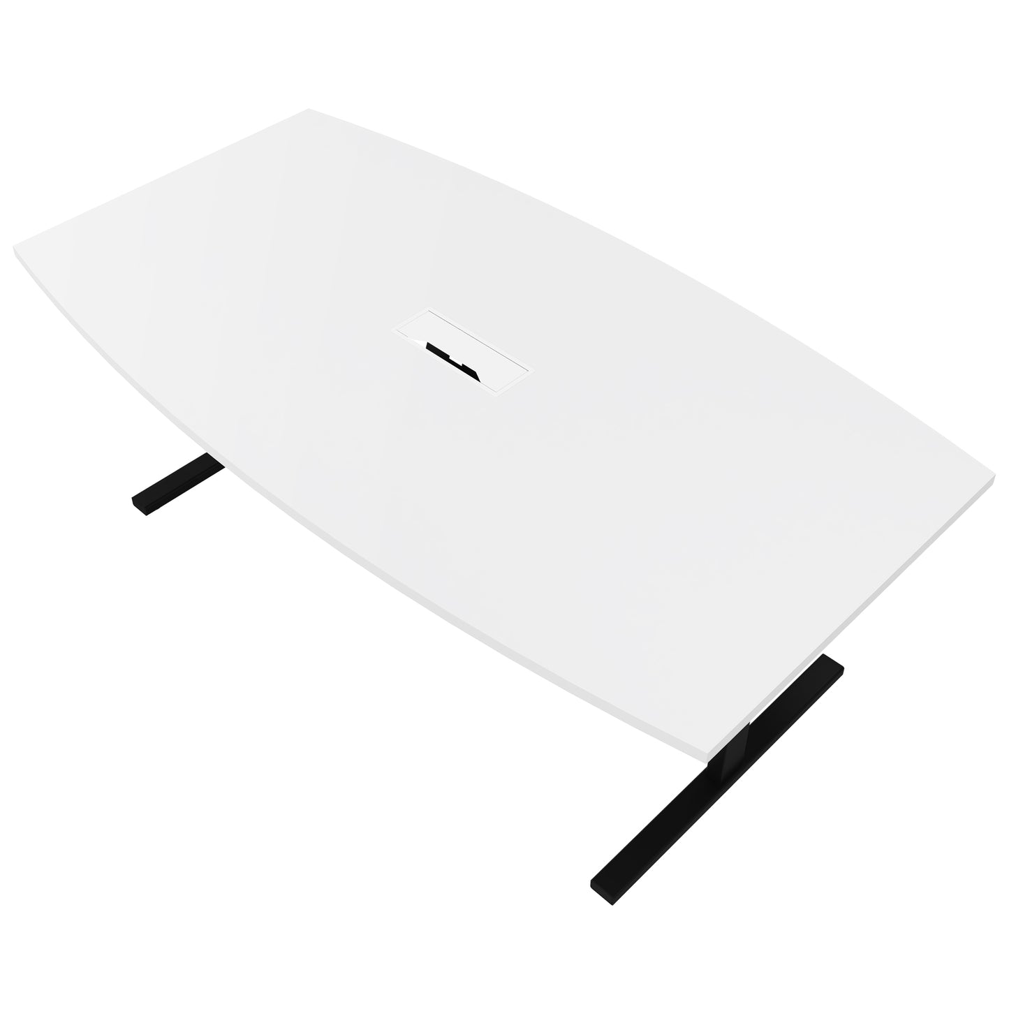 T-EASY Conference table | 2400 x 1200 mm (6 - 10 people), boat shape, electrified, white