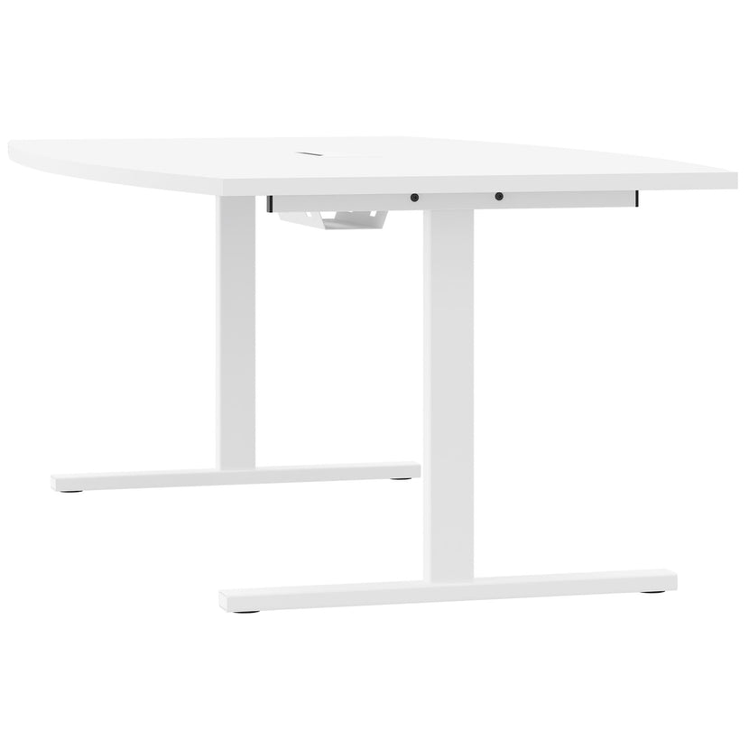 T-EASY Conference table | 2400 x 1200 mm (6 - 10 people), boat shape, electrified, white