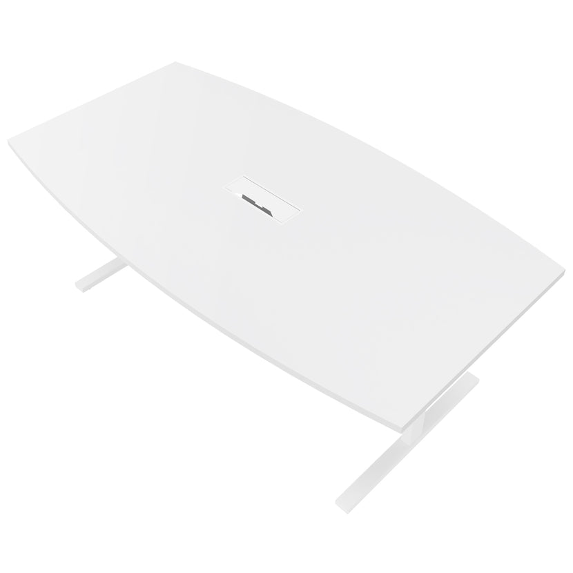 T-EASY Conference table | 2400 x 1200 mm (6 - 10 people), boat shape, electrified, white