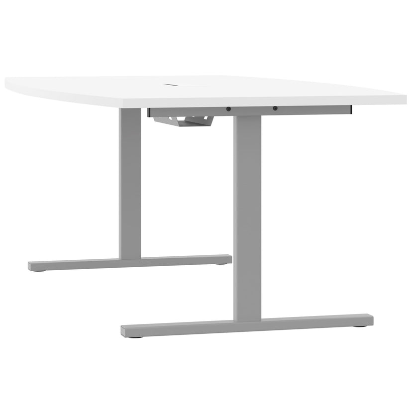 T-EASY Conference table | 2400 x 1200 mm (6 - 10 people), boat shape, electrified, white
