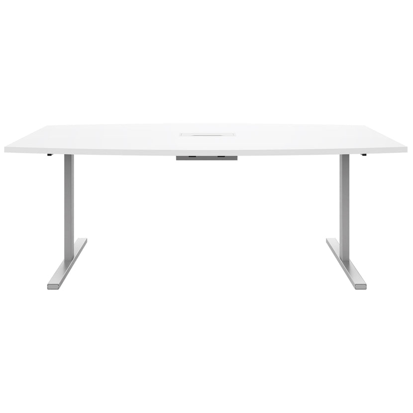 T-EASY Conference table | 2400 x 1200 mm (6 - 10 people), boat shape, electrified, white