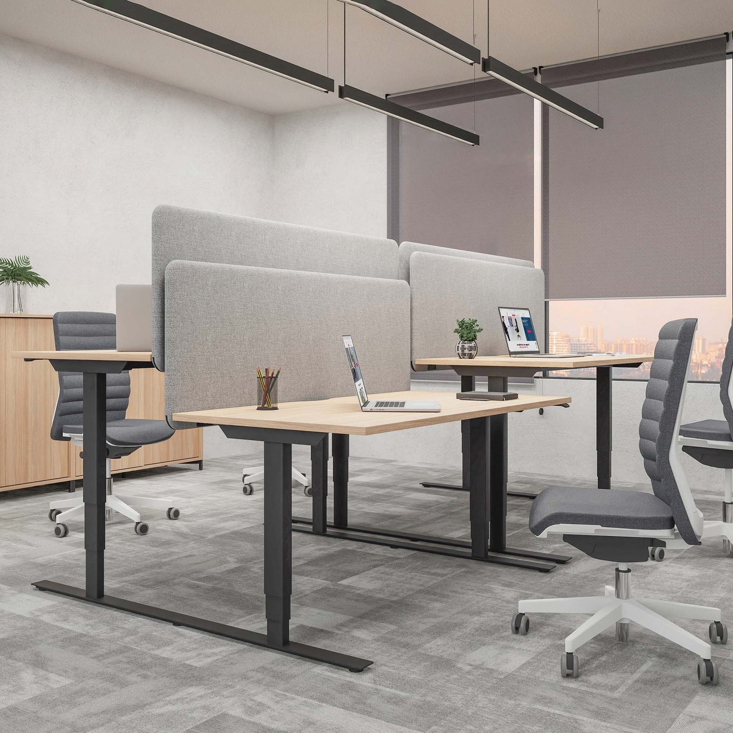 EASY Bureau à 2 moteurs | 1200 - 1800 mm, réglable à hauteur électrique, gris de chêne nord