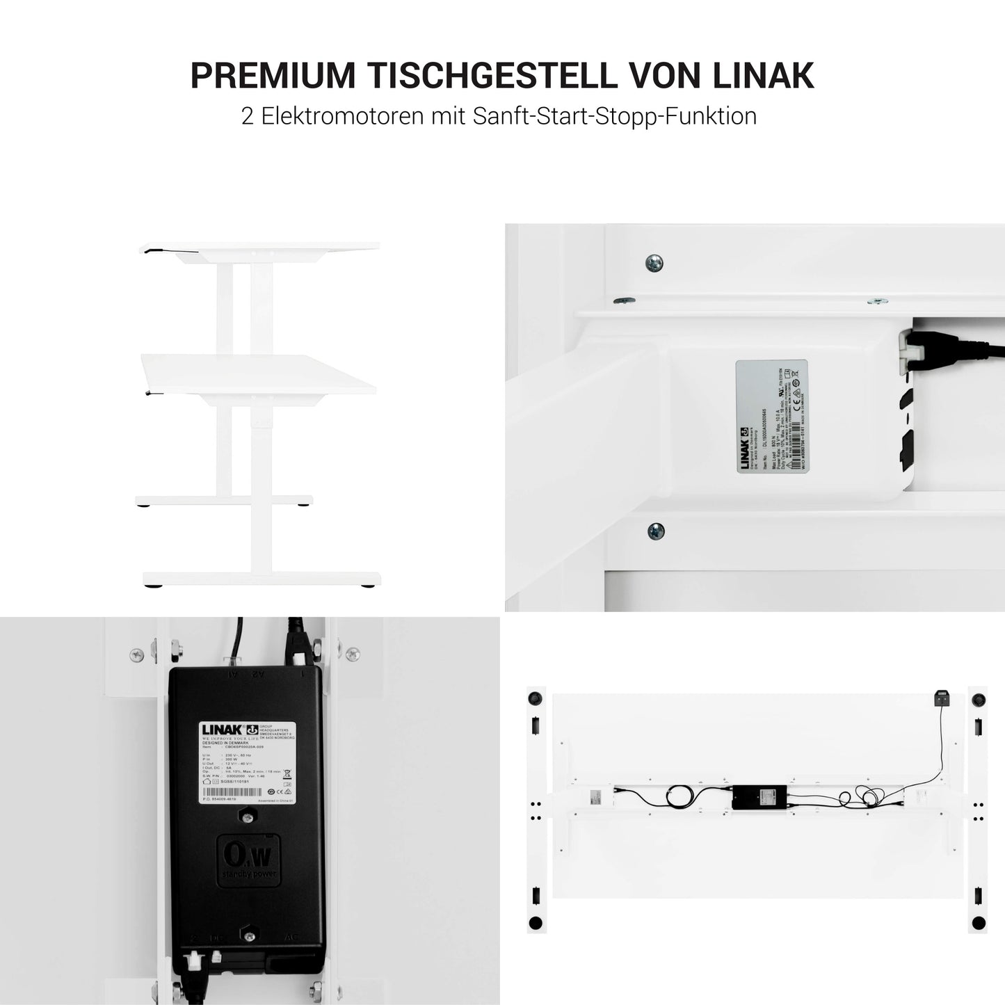 EASY Desk a 2 motori | 1200-1800 mm, regolabile in altezza elettricamente, bianco