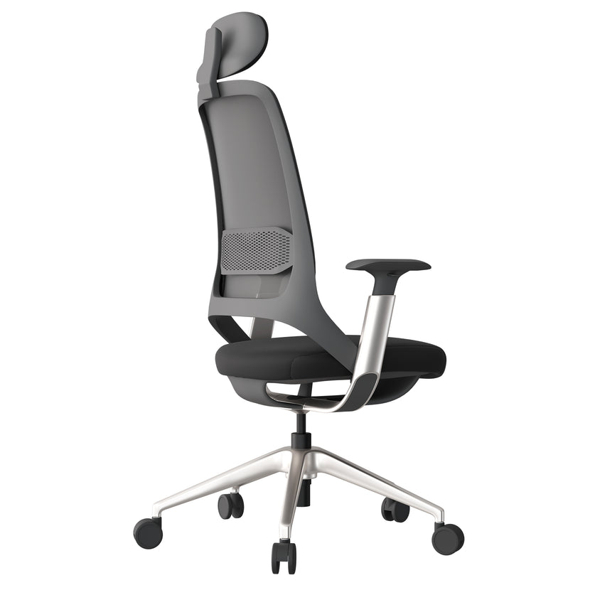 ERGOBACK Bürodrehstuhl | Kopfstütze, 4D-Armlehnen, Schwarz