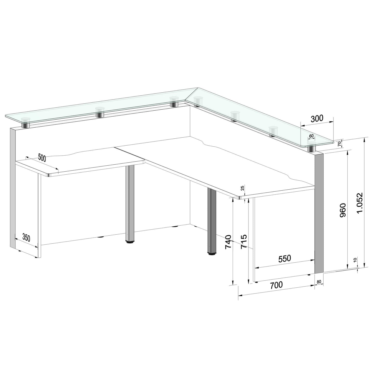 Emel - Counter de réception de Séville | Counter Eck, 2100 x 1790 mm
