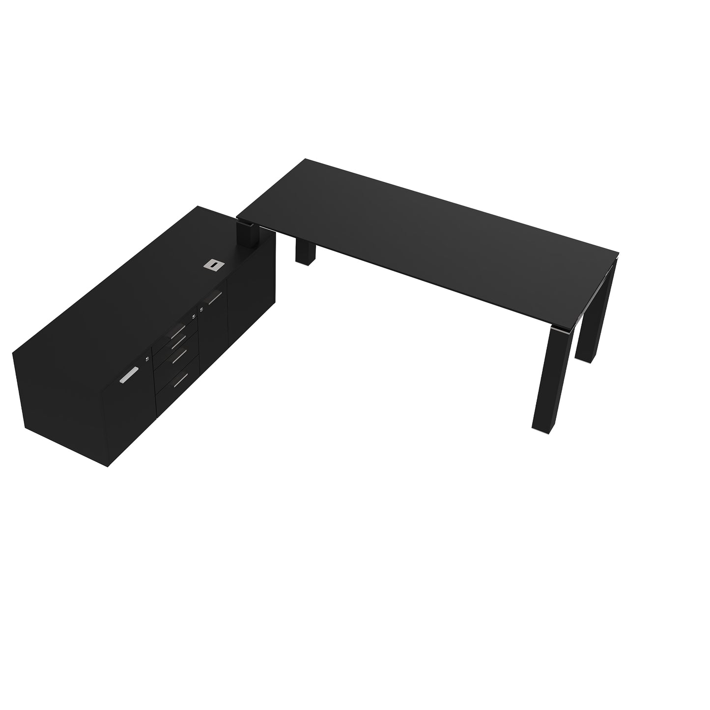 Bralco JET EVO Description principale | Plaque de table en verre, basboard intégré, noir