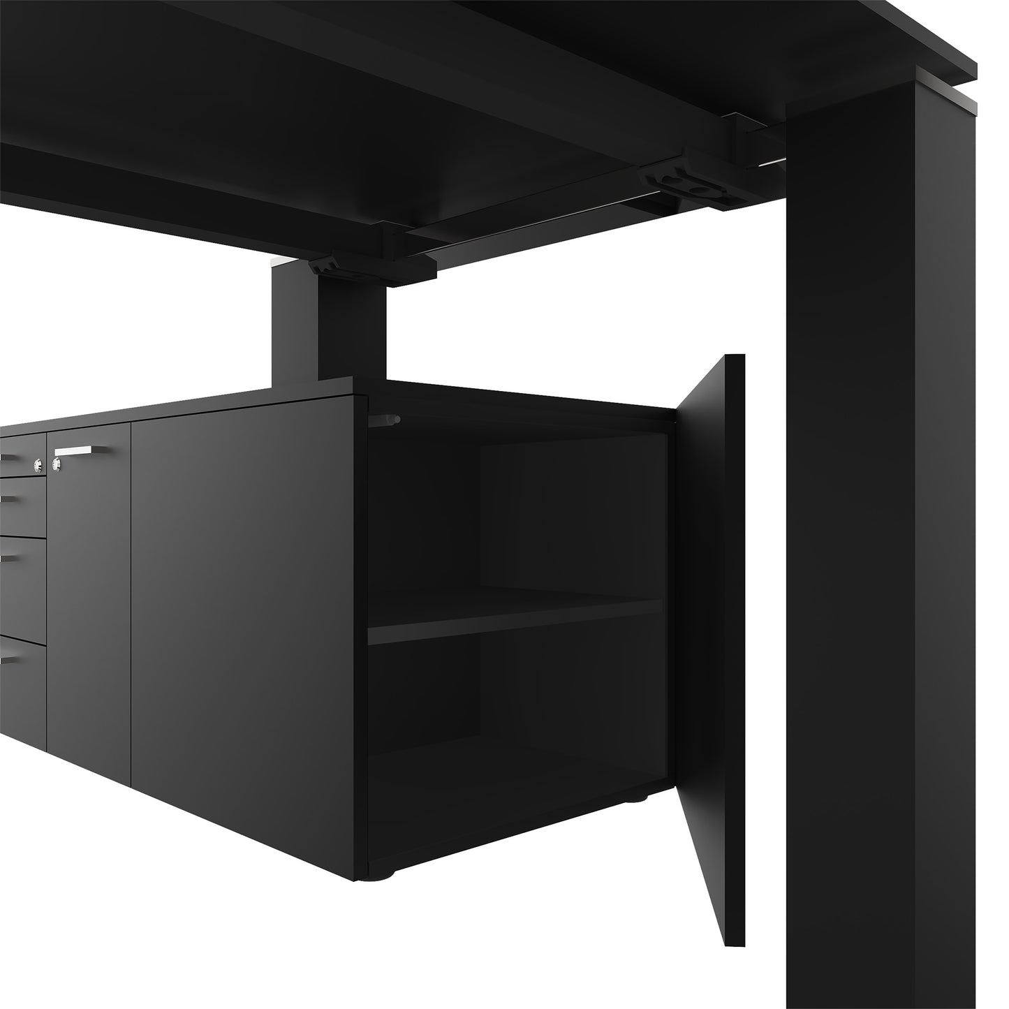 Bralco JET EVO Descrizione principale | Piastra da tavolo in vetro, bassaboard integrata, nero