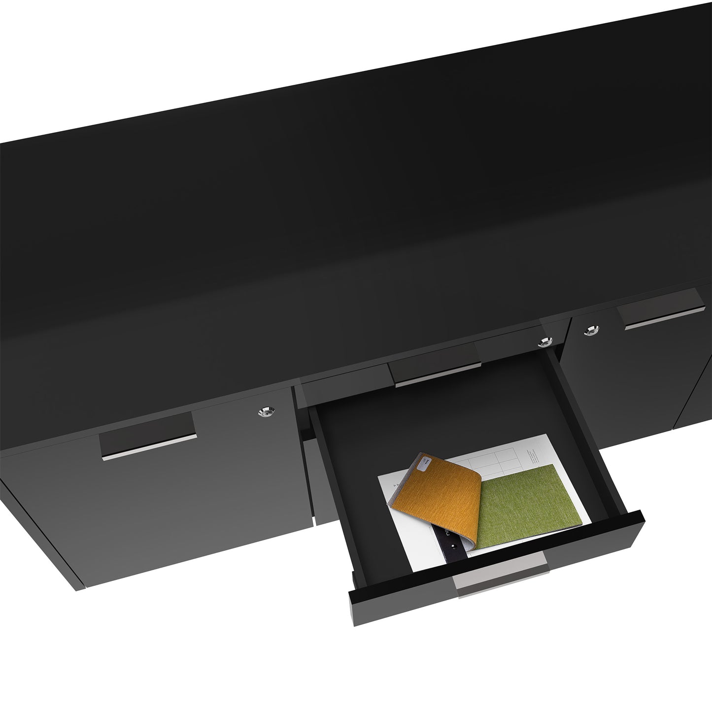 Bralco JET EVO Description principale | Plaque de table en verre, basboard intégré, noir