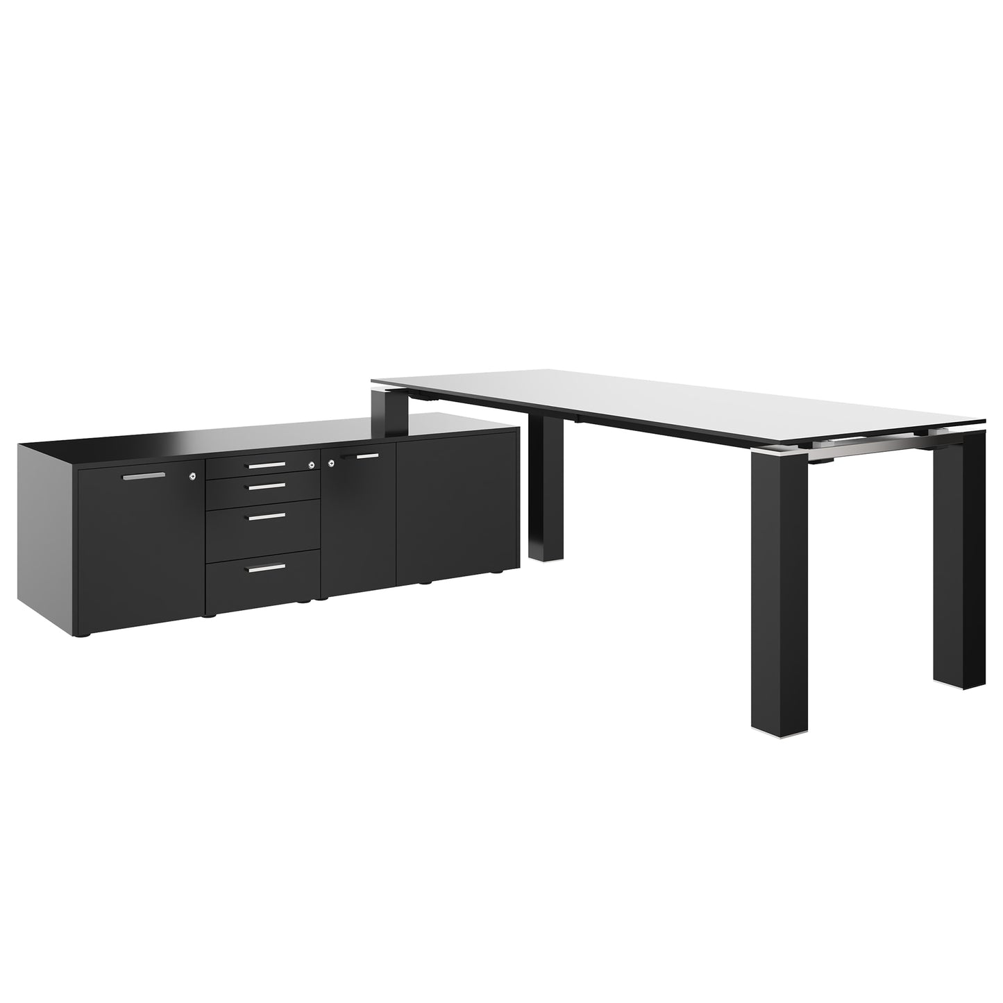 Bralco JET EVO Descrizione principale | Piastra da tavolo in vetro, bassaboard integrata, nero