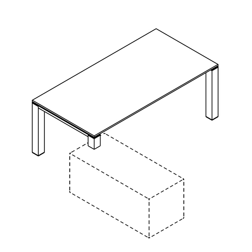 BRALCO JET EVO Executive desk | Glass tabletop, integrated lowboard, white