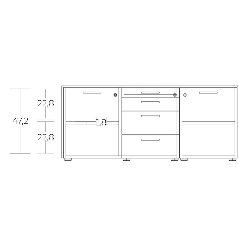 BRALCO JET EVO Executive desk | Glass tabletop, integrated lowboard, white