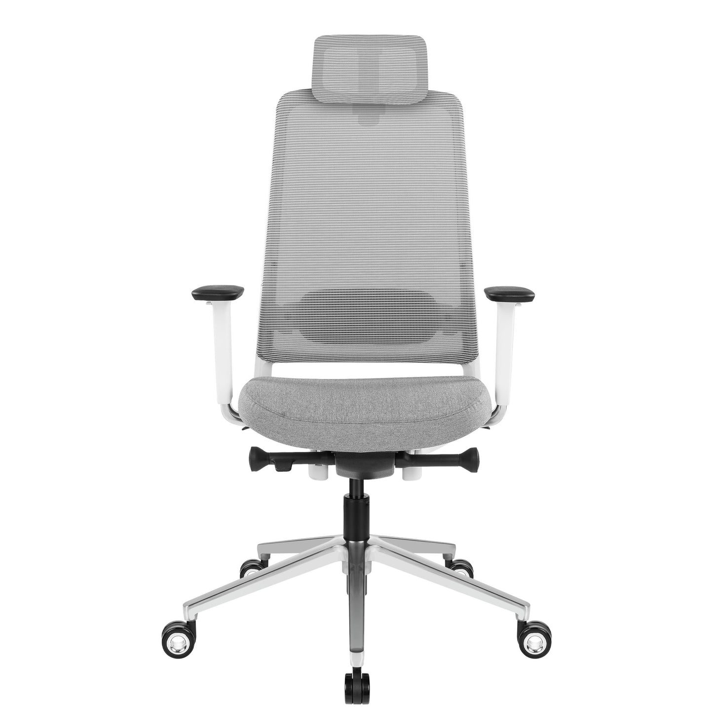 FILO-A 2.0 Chaise pivotante de bureau avec appui-tête | Support de la lordose, retour en mesh, gris