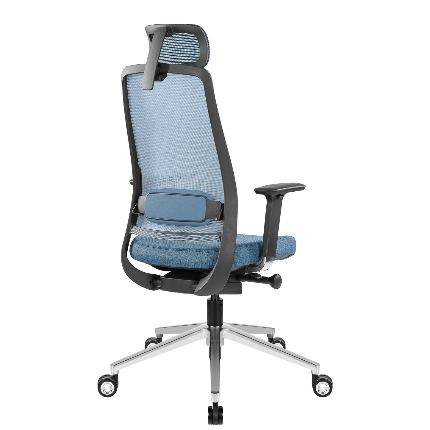 FILO-A 2.0 Chaise pivotante de bureau avec appui-tête | Support de lordose, retour en arrière, bleu