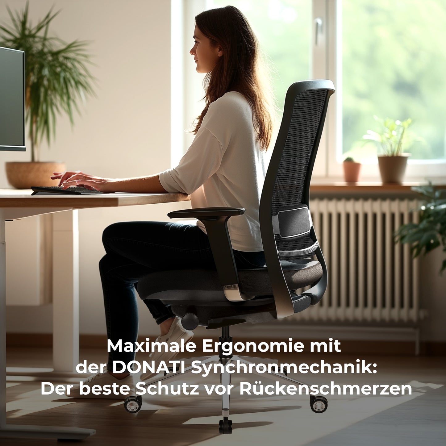 FILO-B 2.0 Chaise de bureau pivotante | Chaise pivotante ergonomique haut de gamme, soutien lombaire, dossier en résille, accoudoirs 4D, noir