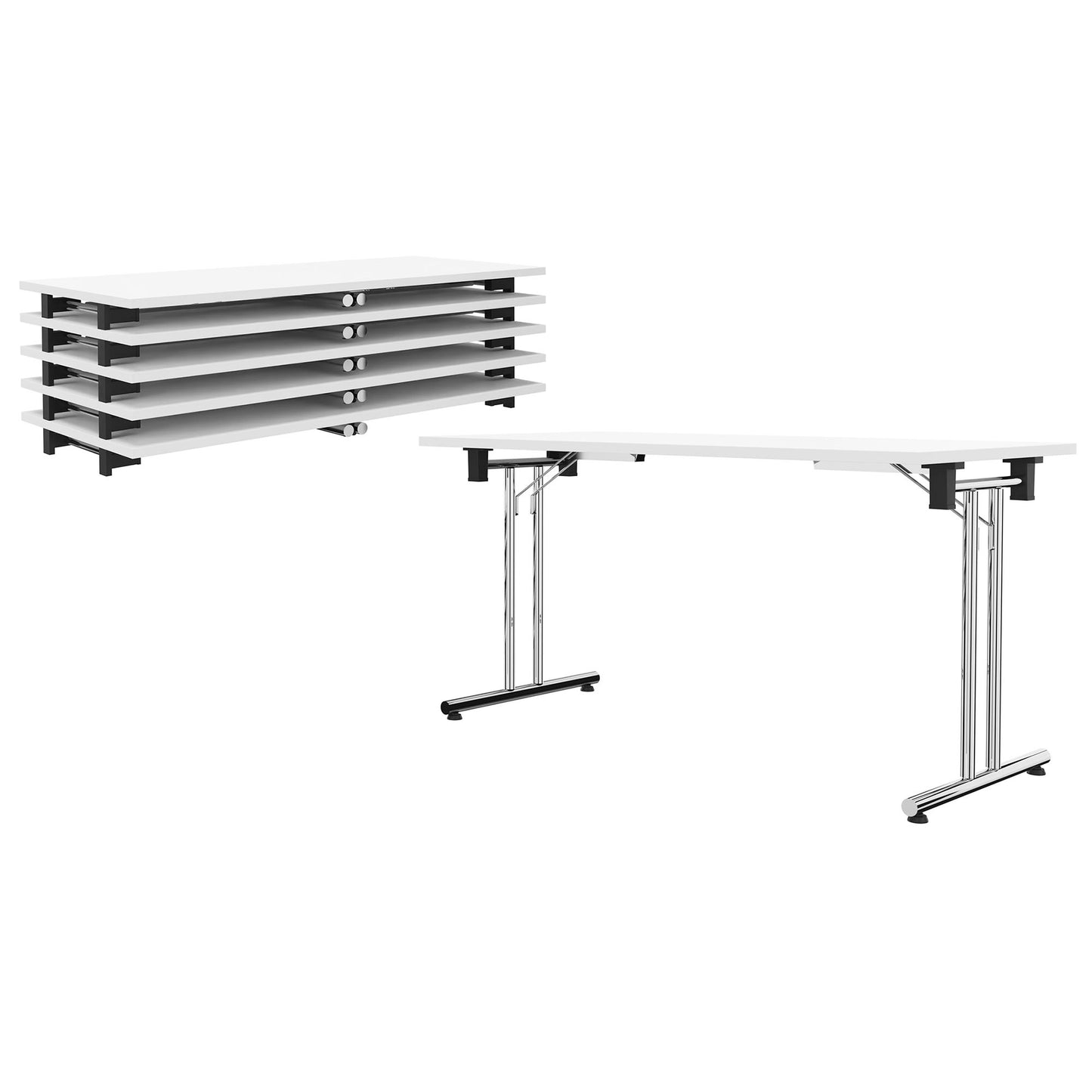 Table de réunion FOLD | Empilable, pliable, 1400 x 700 mm, blanc