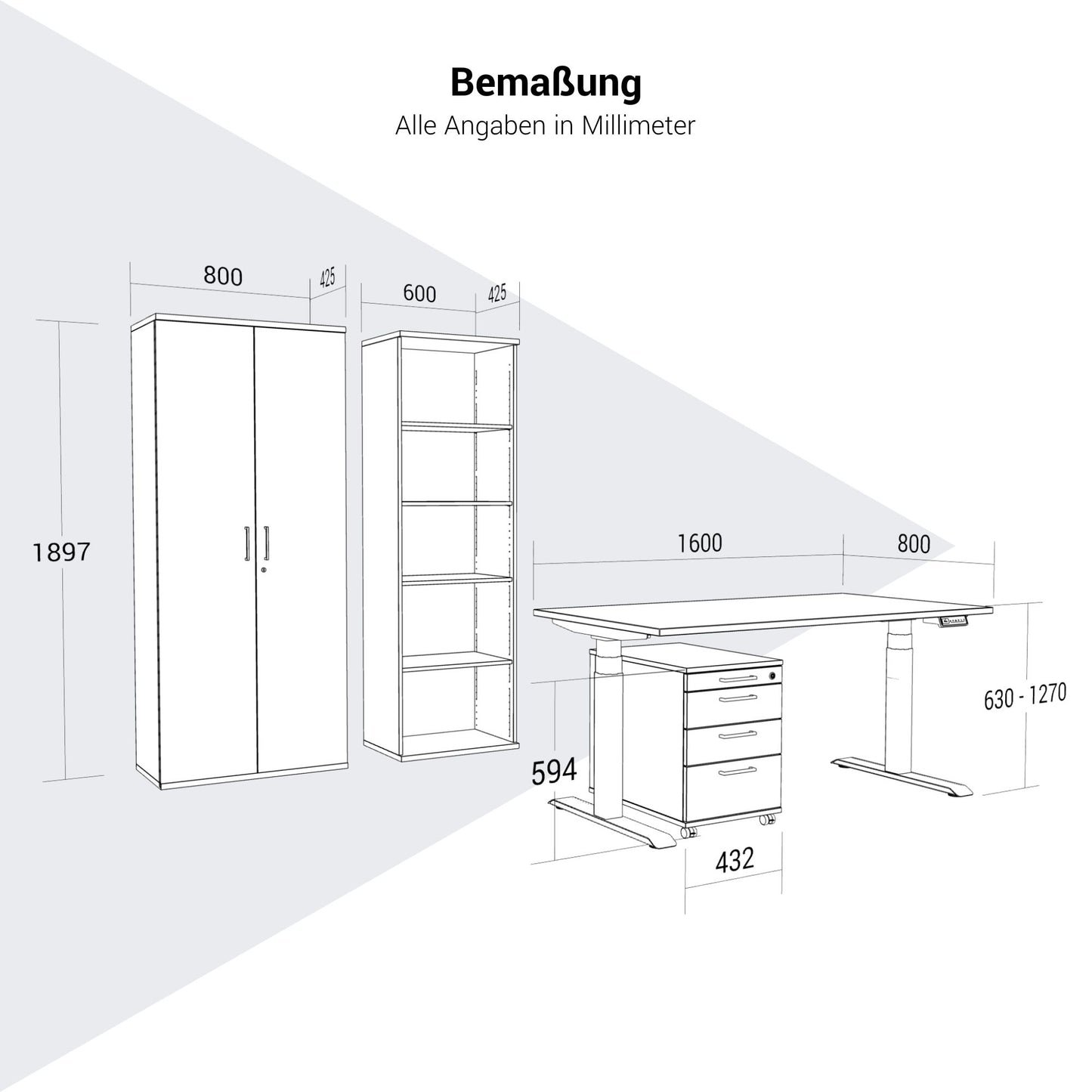 FUSION Set - Das ergonomische Komplettbüro | Bernsteineiche