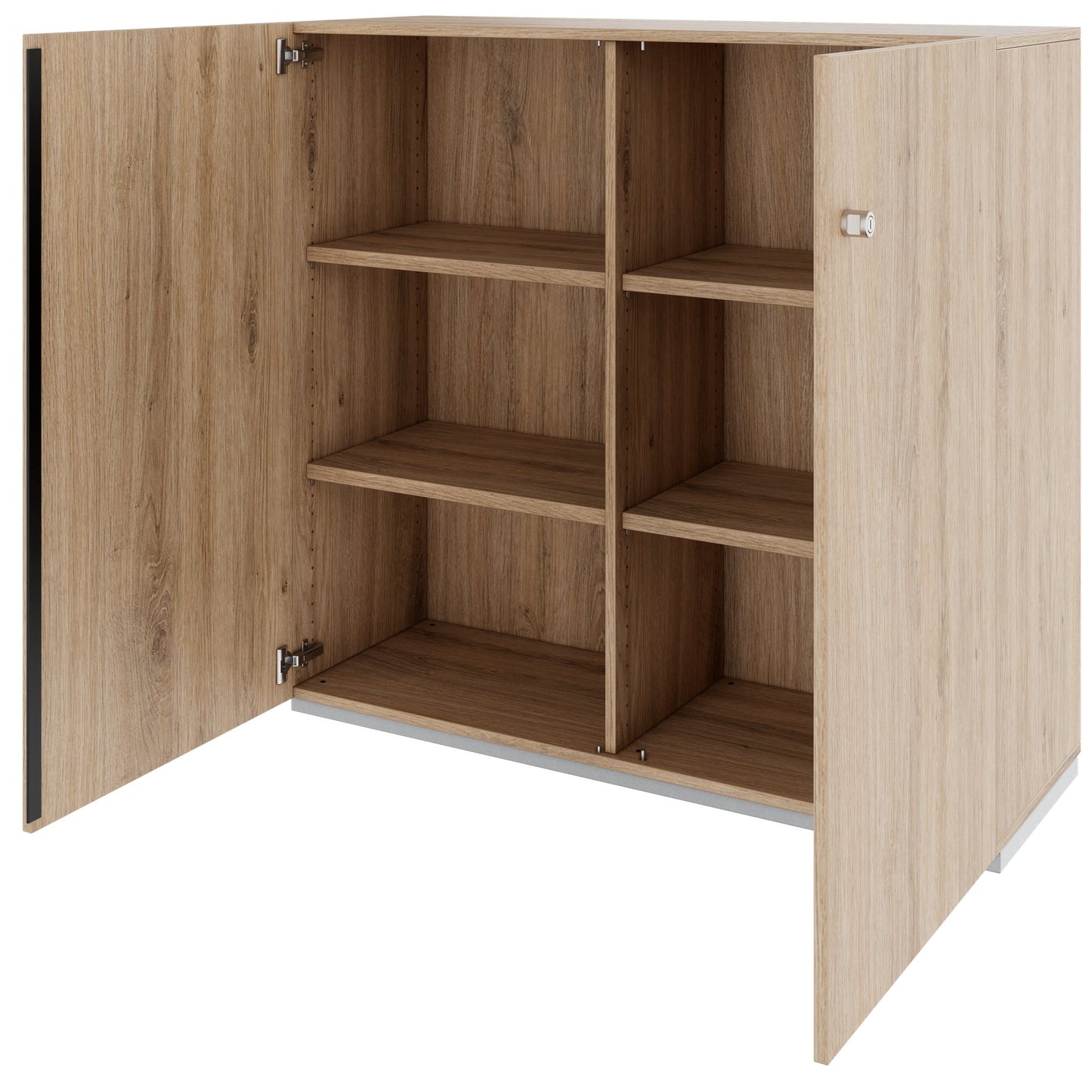 PRO Flügeltürenschrank | 3 OH, 800 - 1200 x 1140 mm, Soft-Close, Natureiche