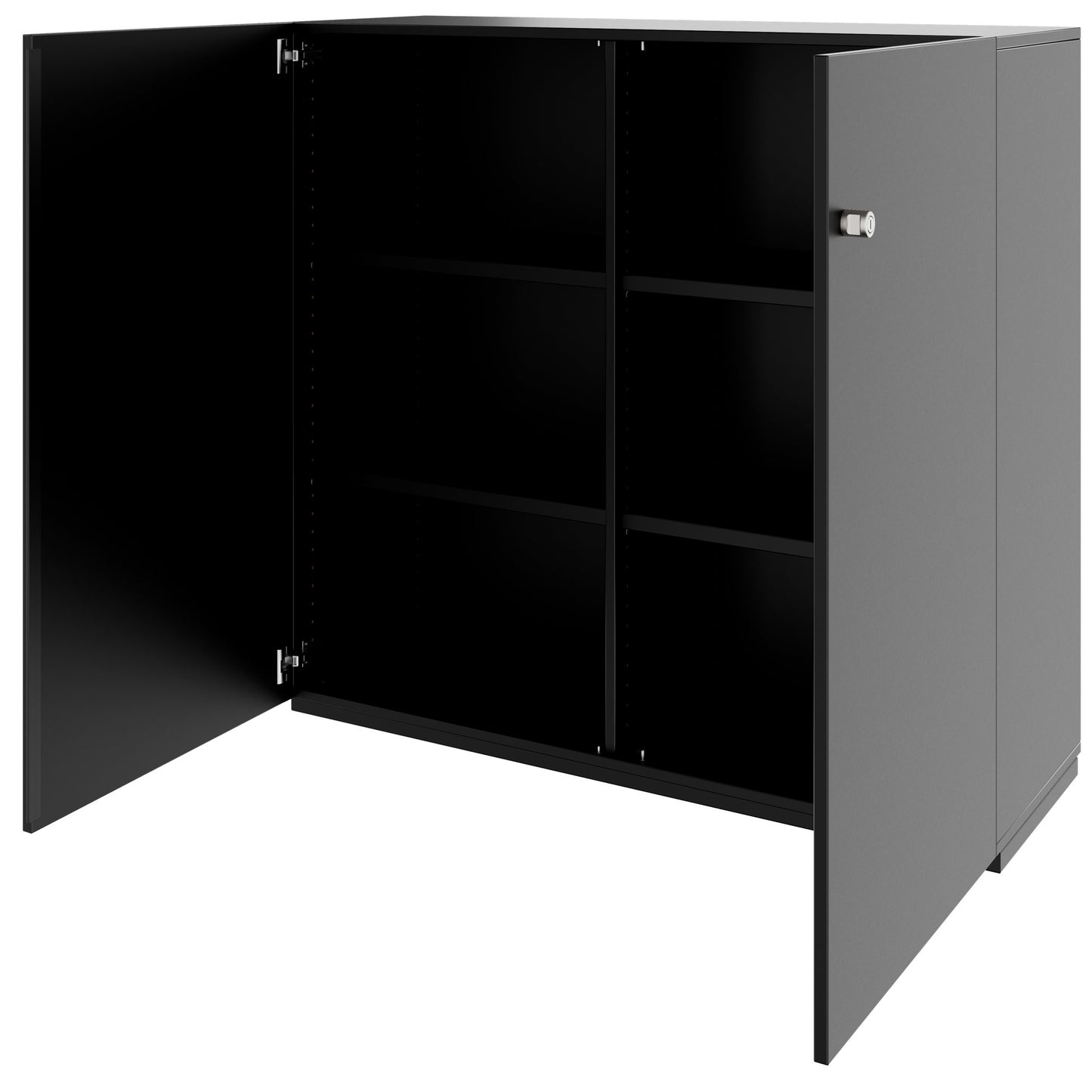 PRO Flügeltürenschrank | 3 OH, 800 - 1200 x 1140 mm, Soft-Close, Schwarz