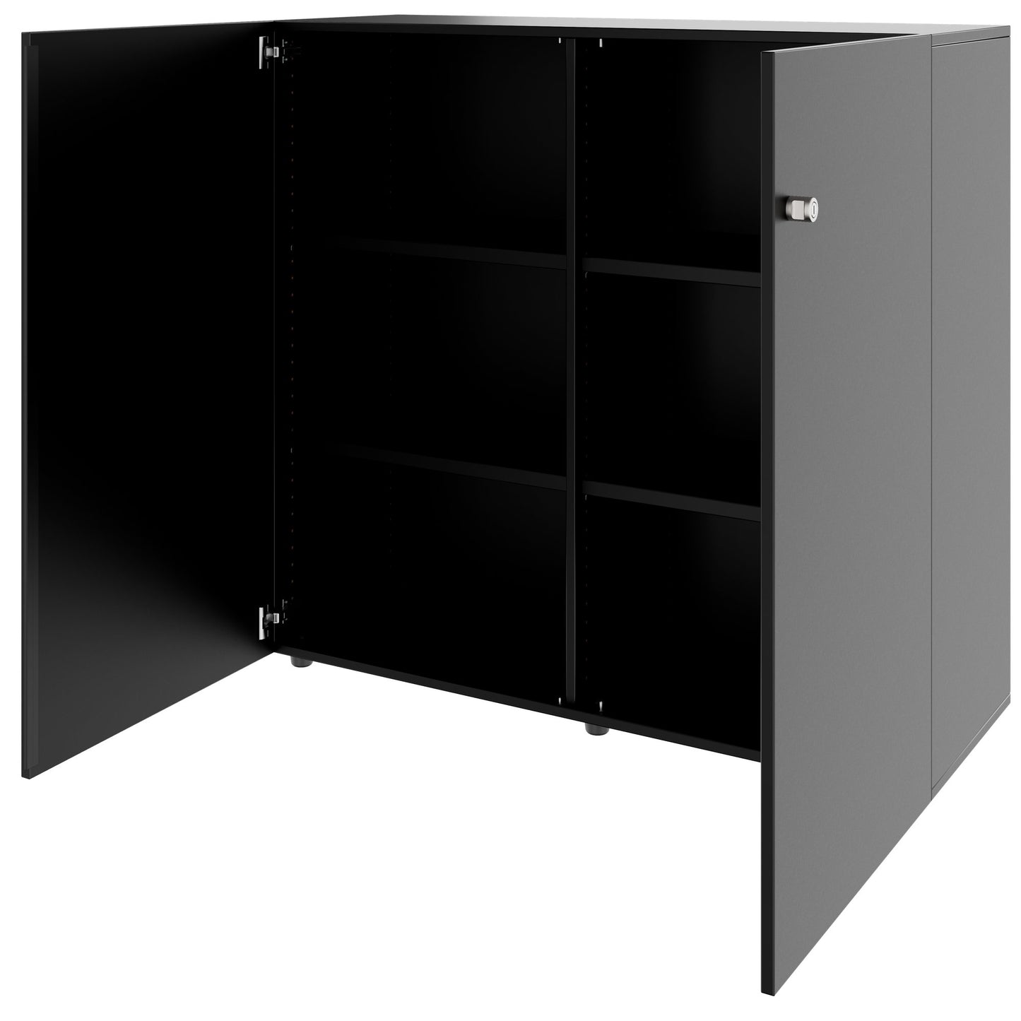 PRO Flügeltürenschrank | 3 OH, 800 - 1200 x 1140 mm, Soft-Close, Schwarz