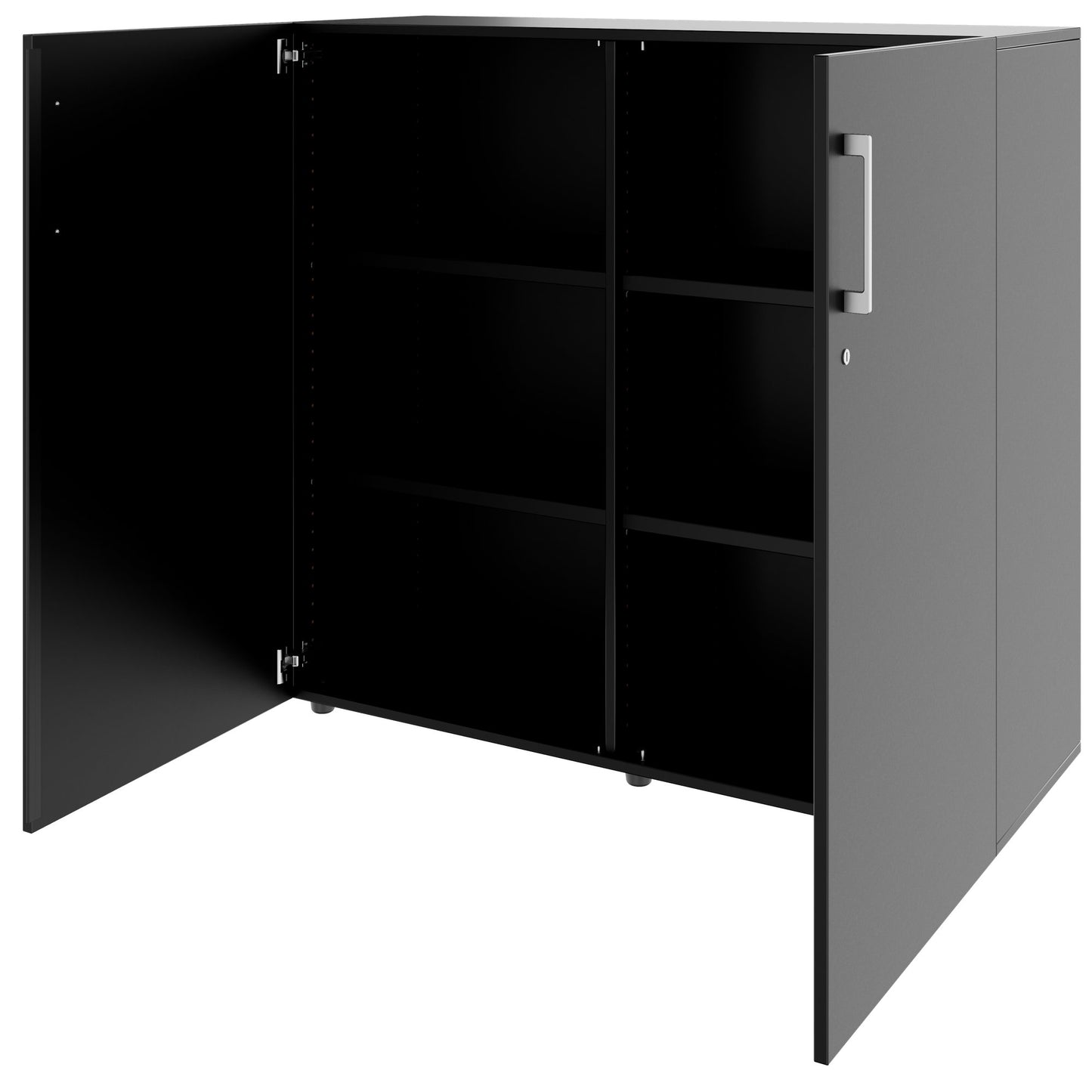PRO Flügeltürenschrank | 3 OH, 800 - 1200 x 1140 mm, Soft-Close, Schwarz