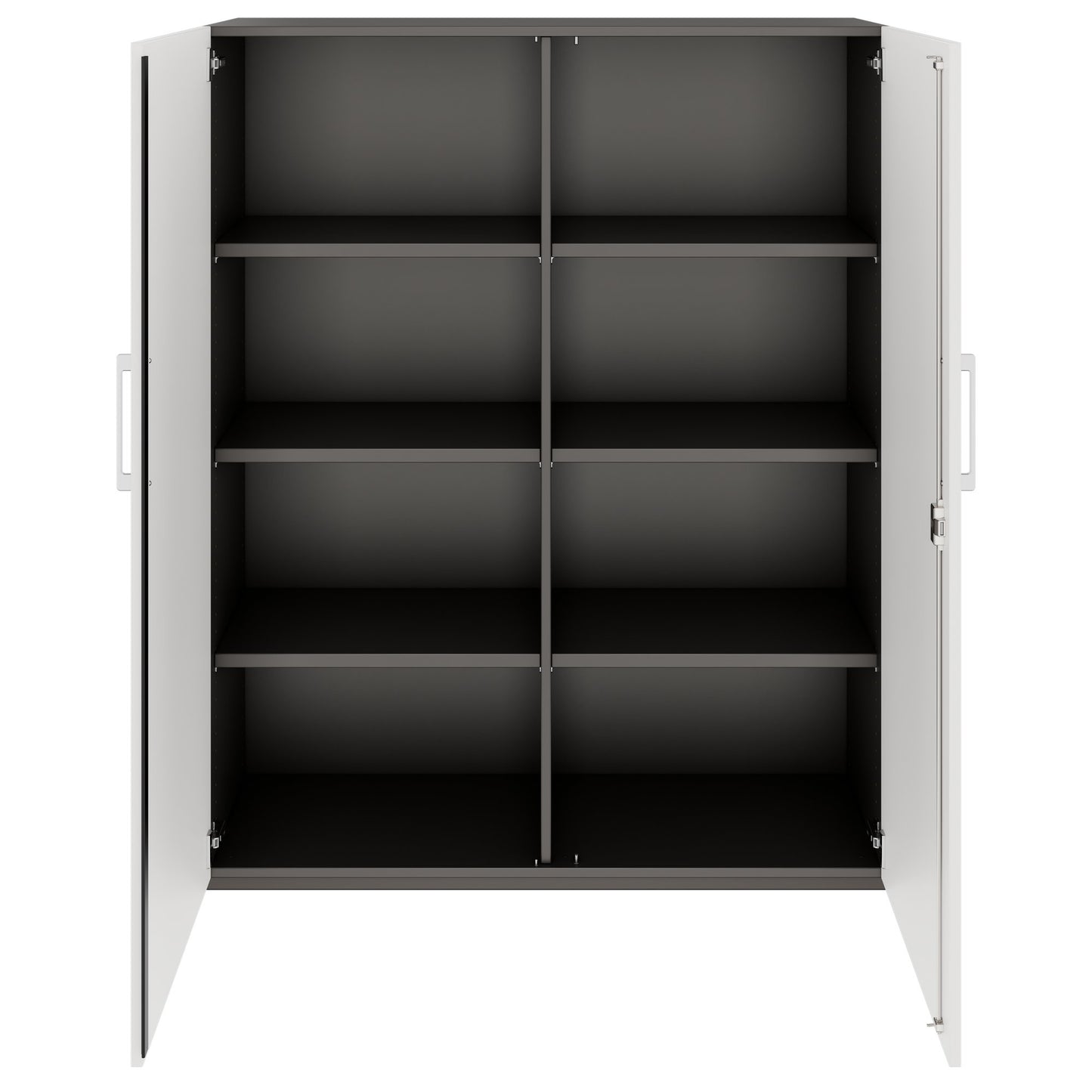 PRO Swing door cabinet | 4 U, 800 - 1200 x 1510 mm, soft close, graphite/white