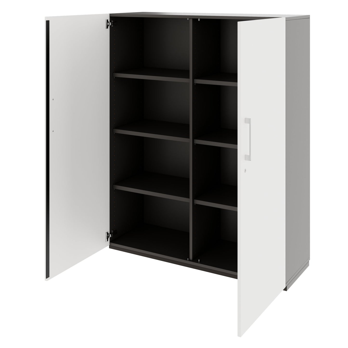 PRO Swing door cabinet | 4 U, 800 - 1200 x 1510 mm, soft close, graphite/white