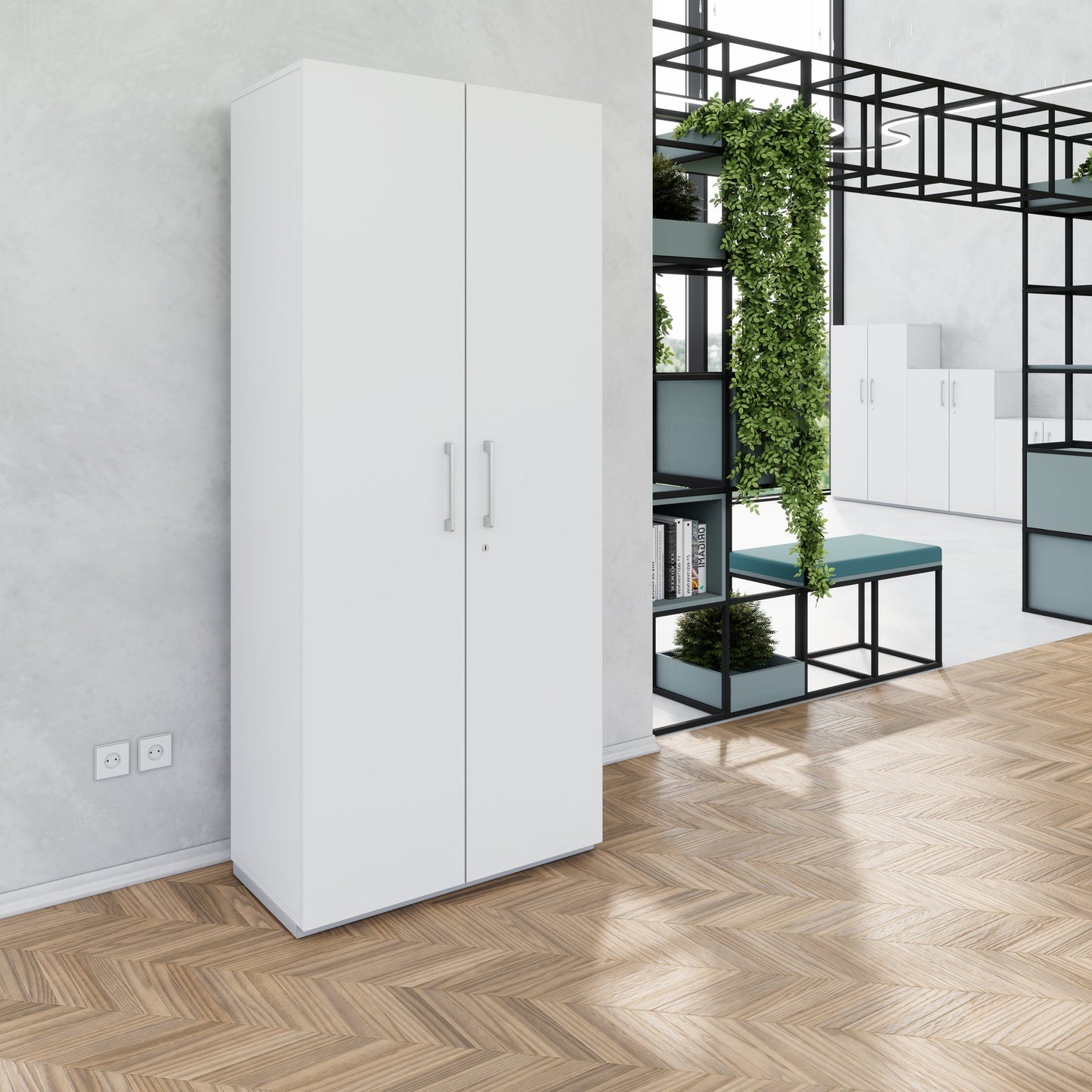 PRO Flügeltürenschrank | 5 OH, 800 - 1200 x 1880 mm, Soft-Close, Grau