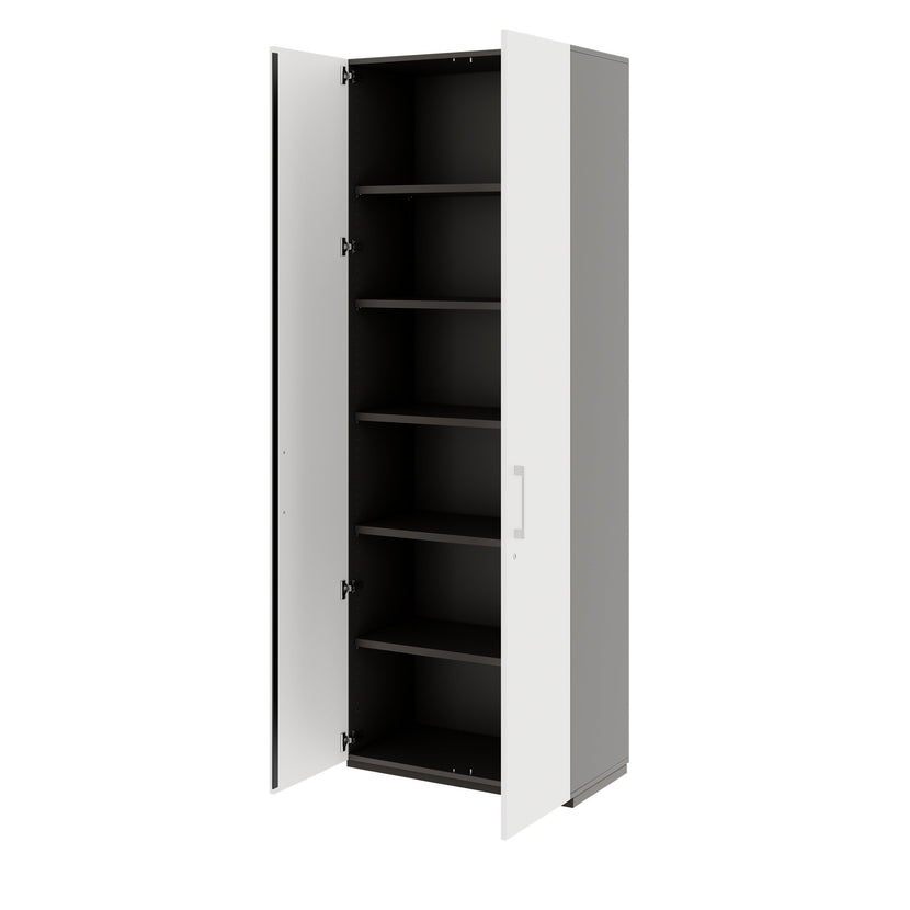 PRO Flügeltürenschrank | 6 OH, 800 - 1200 x 2250 mm, Soft-Close, Graphit / Weiß