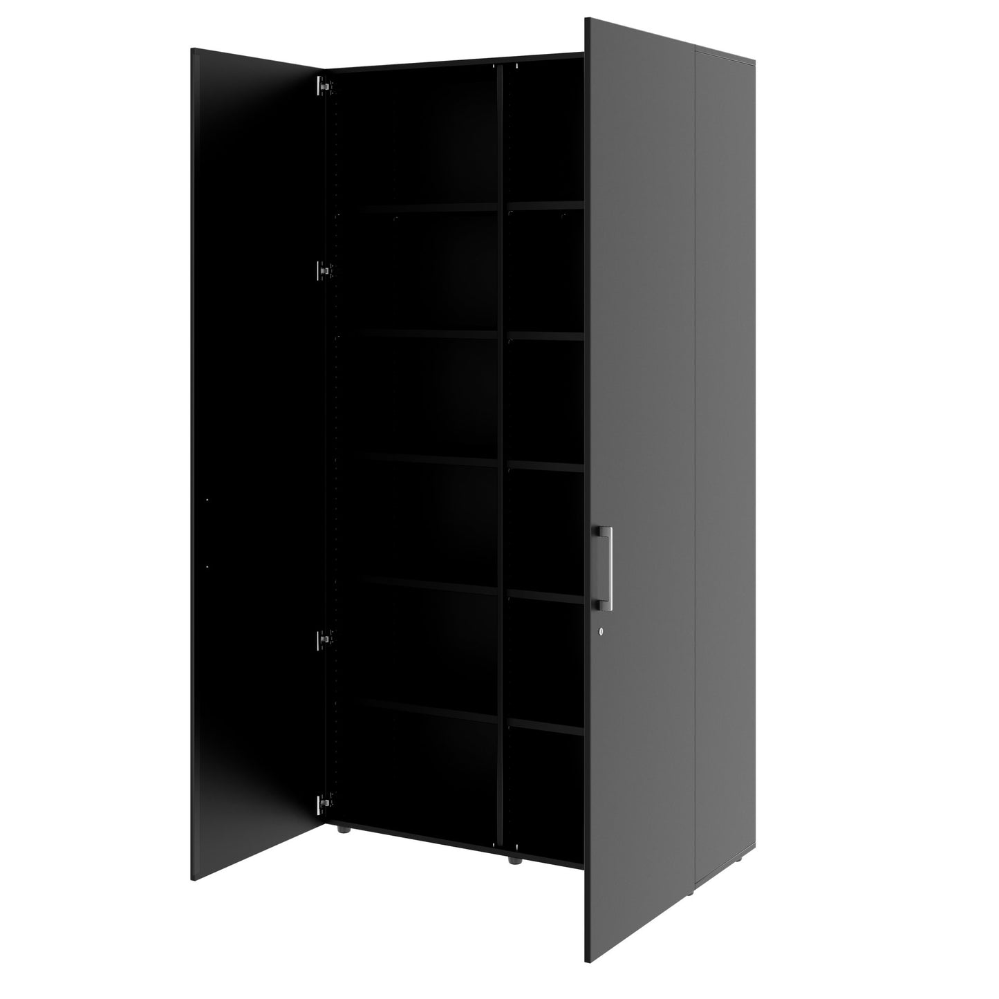 PRO Flügeltürenschrank | 6 OH, 800 - 1200 x 2250 mm, Soft-Close, Schwarz
