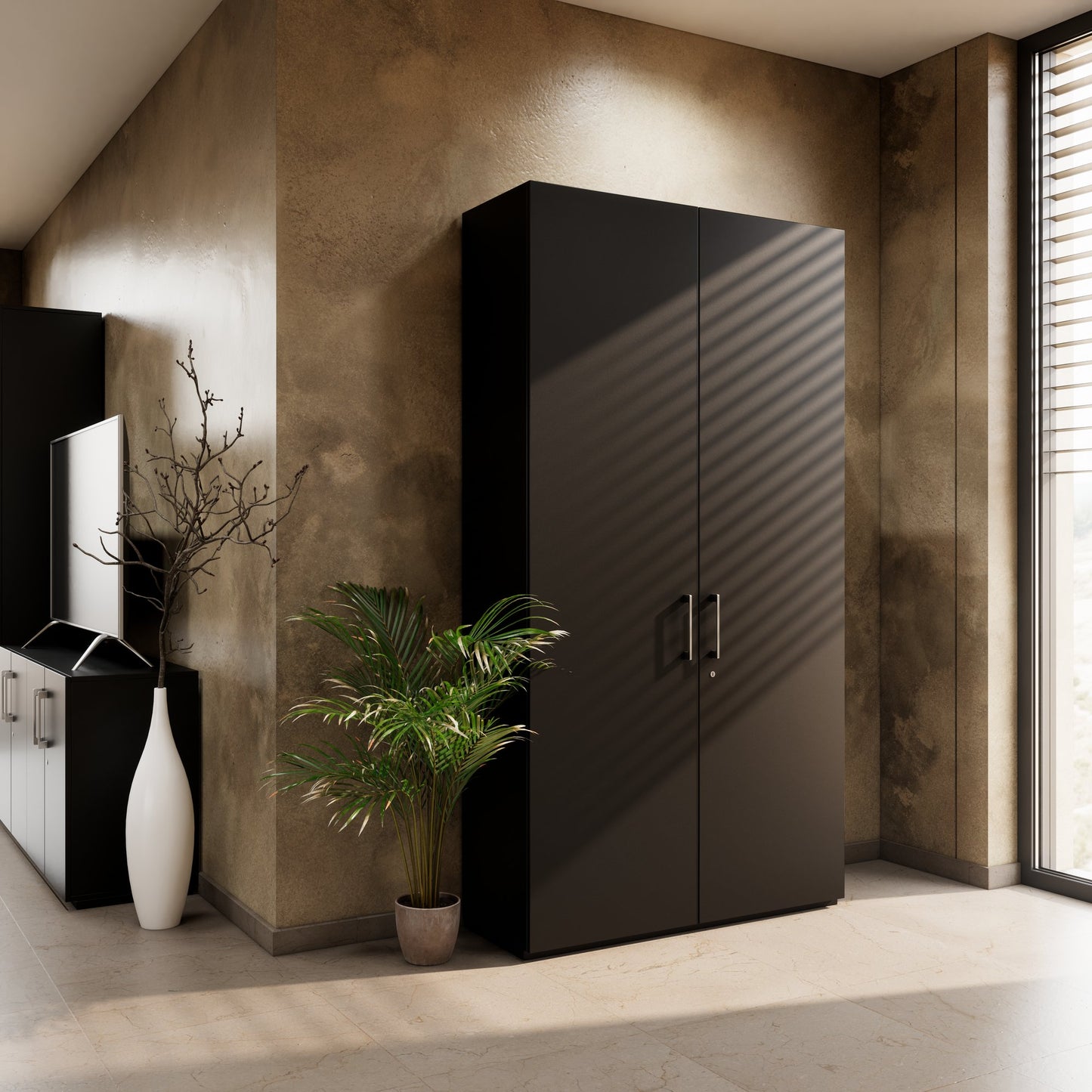 PRO Flügeltürenschrank | 6 OH, 800 - 1200 x 2250 mm, Soft-Close, Schwarz