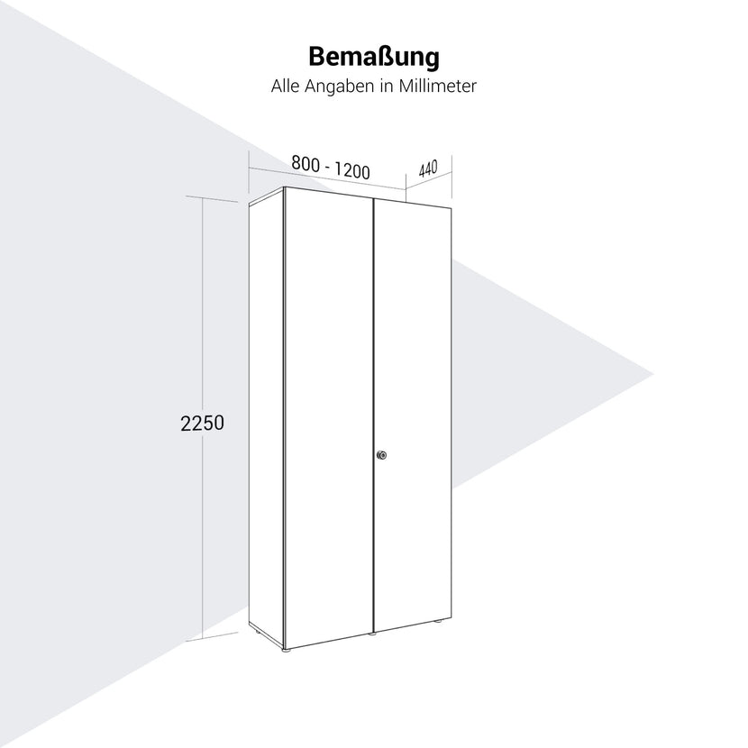 PRO Flügeltürenschrank | 6 OH, 800 - 1200 x 2250 mm, Soft-Close, Schwarz