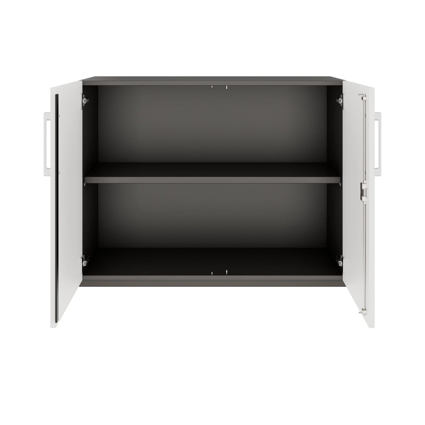 PRO Armoire à portes battantes | 2 OH, 800 - 1200 x 770 mm, fermeture douce, graphite / blanc