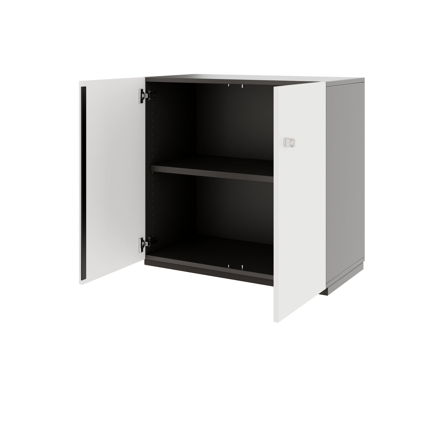 PRO Swing door cabinet | 2 U, 800 - 1200 x 770 mm, soft close, graphite/white