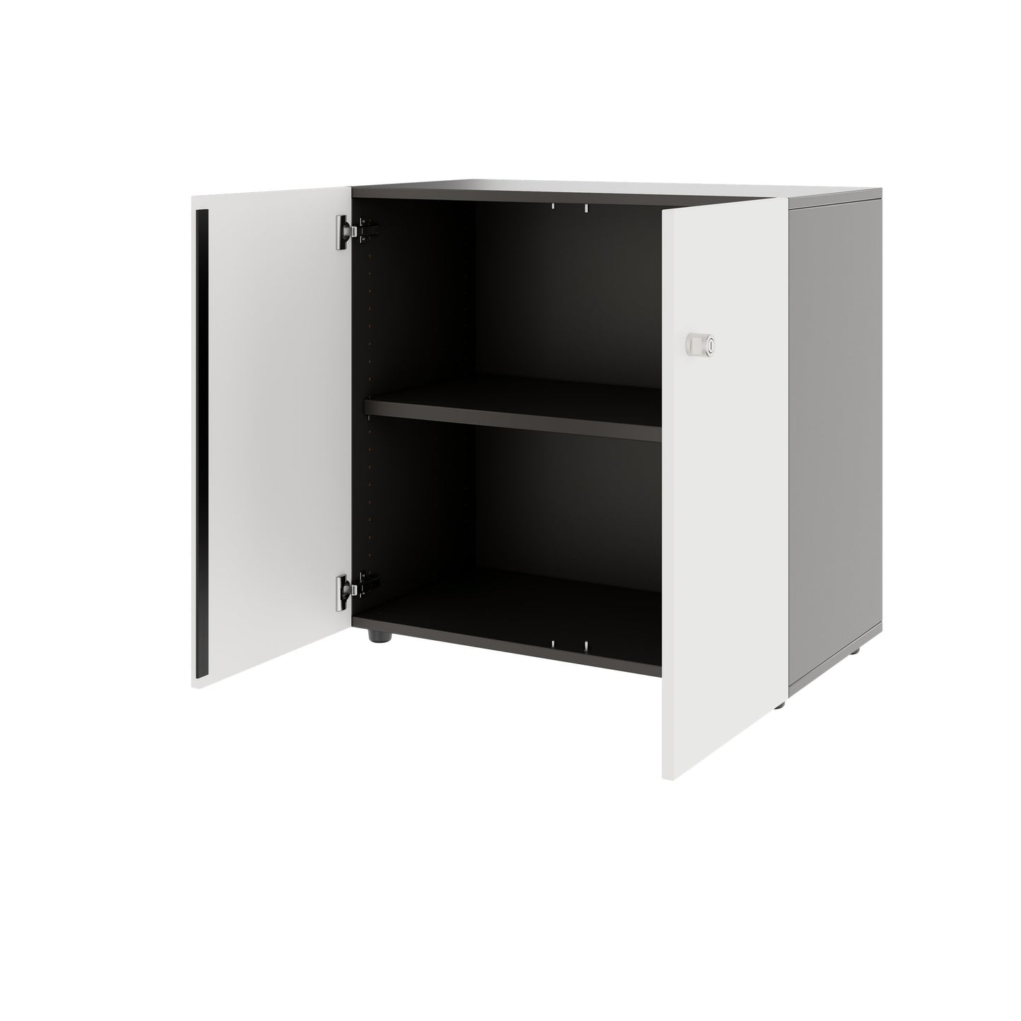 PRO Swing door cabinet | 2 U, 800 - 1200 x 770 mm, soft close, graphite/white