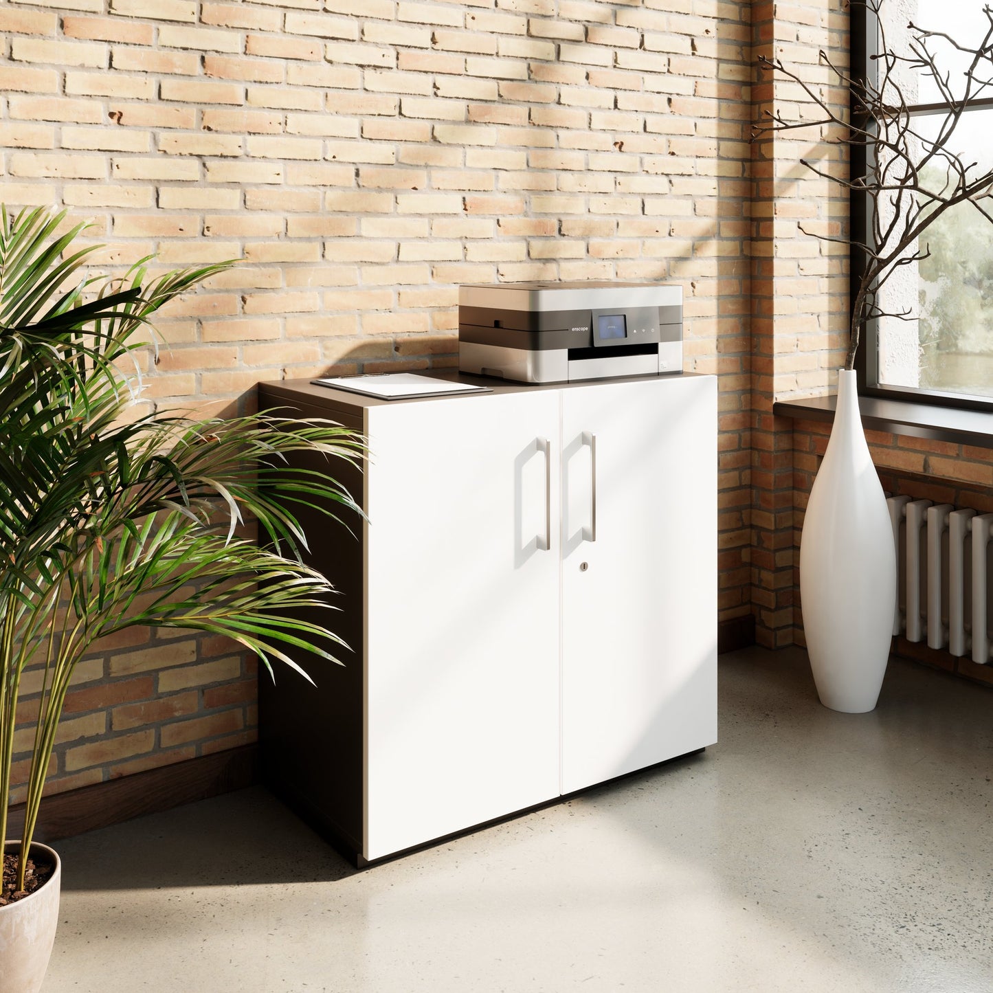 PRO Swing door cabinet | 2 U, 800 - 1200 x 770 mm, soft close, graphite/white