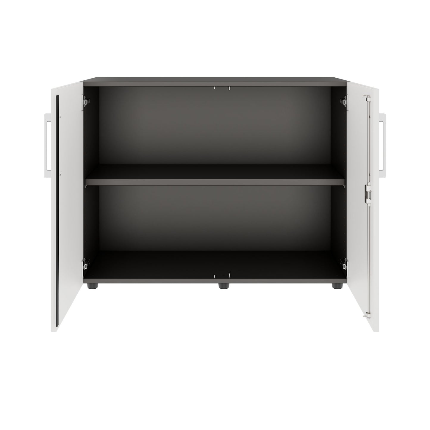 PRO Swing door cabinet | 2 U, 800 - 1200 x 770 mm, soft close, graphite/white