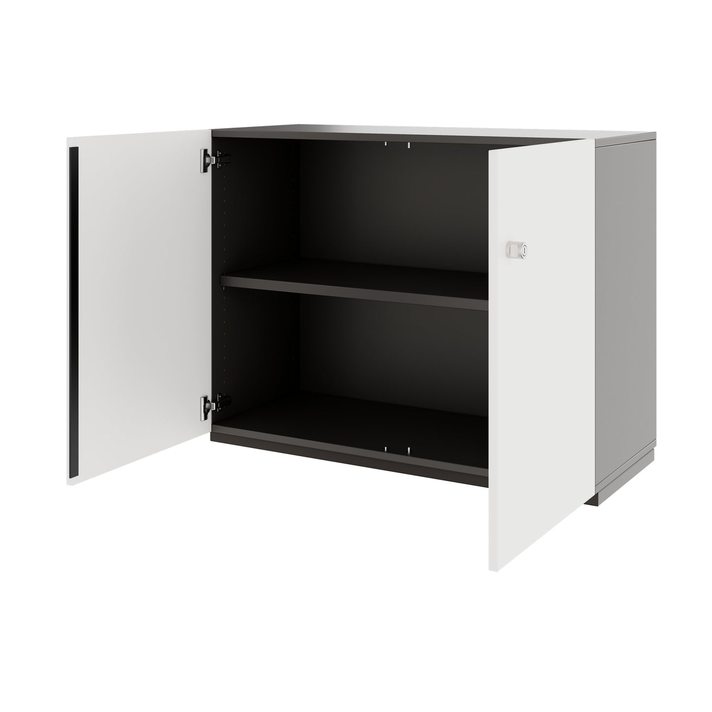 PRO Swing door cabinet | 2 U, 800 - 1200 x 770 mm, soft close, graphite/white