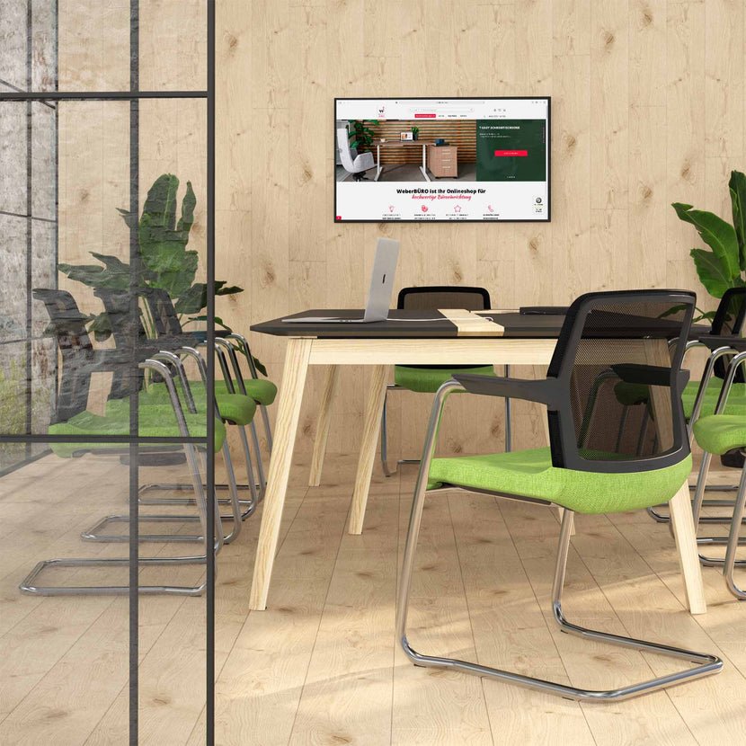 WIND cantilever chair | Mesh back, stackable, wool covers VELITO / SYNERGY