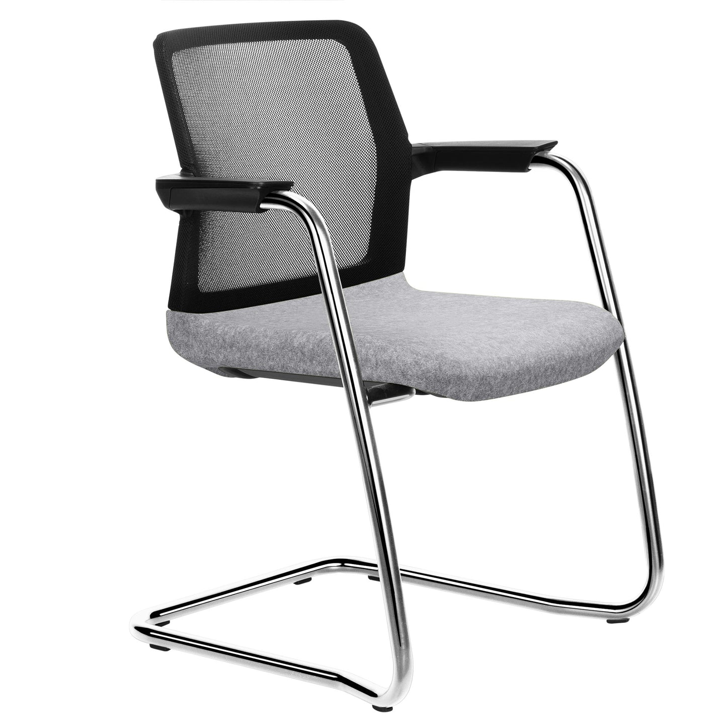 WIND cantilever chair | Mesh back, stackable, wool covers VELITO / SYNERGY