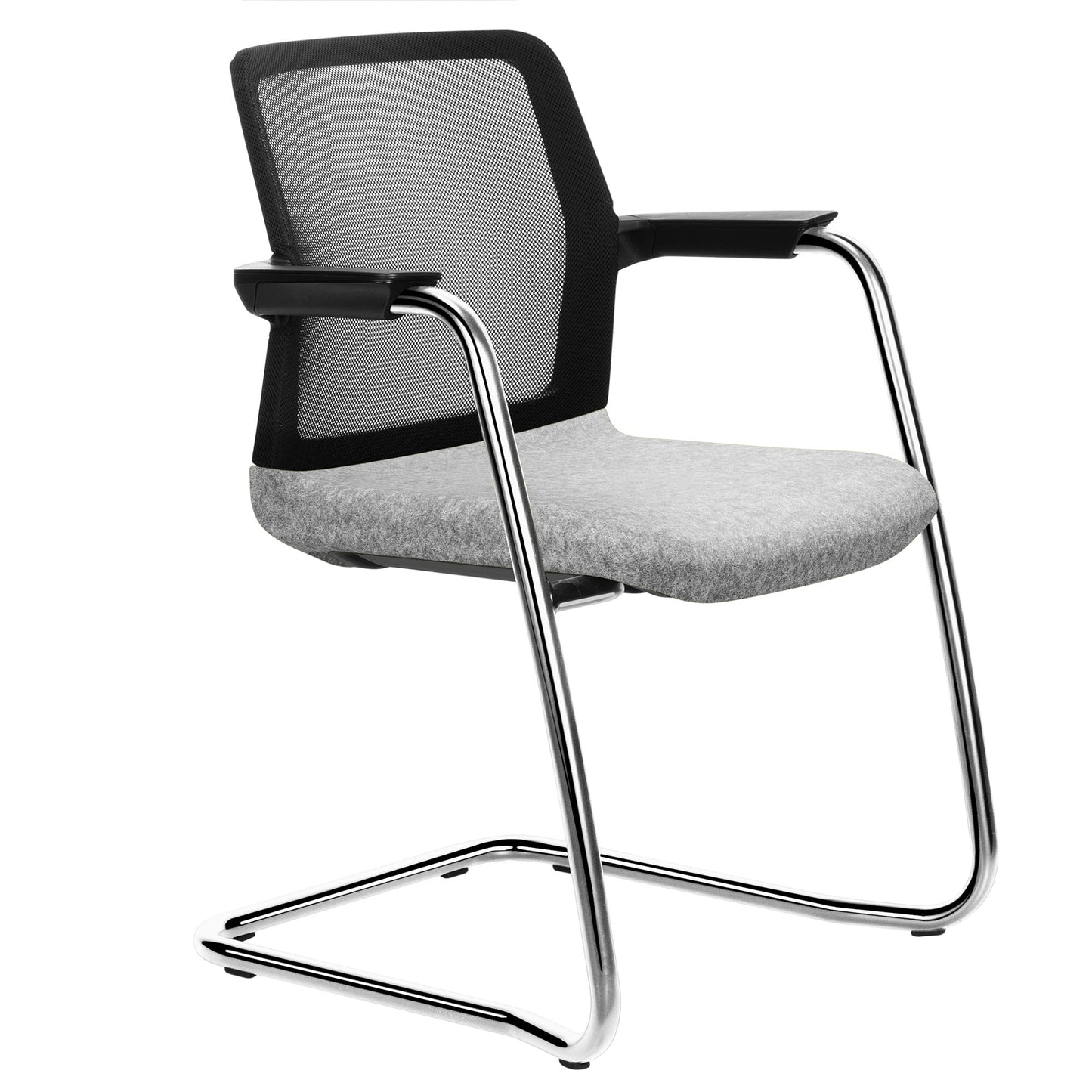 WIND cantilever chair | Mesh back, stackable, wool covers VELITO / SYNERGY
