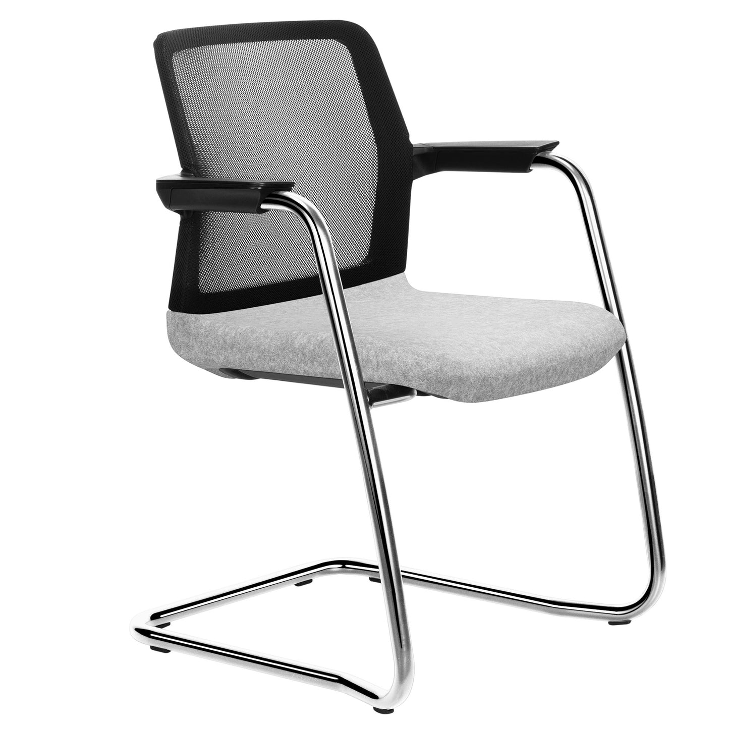 WIND cantilever chair | Mesh back, stackable, wool covers VELITO / SYNERGY