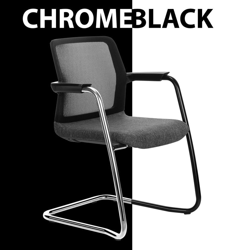 WIND cantilever chair | Mesh back, stackable, wool covers VELITO / SYNERGY