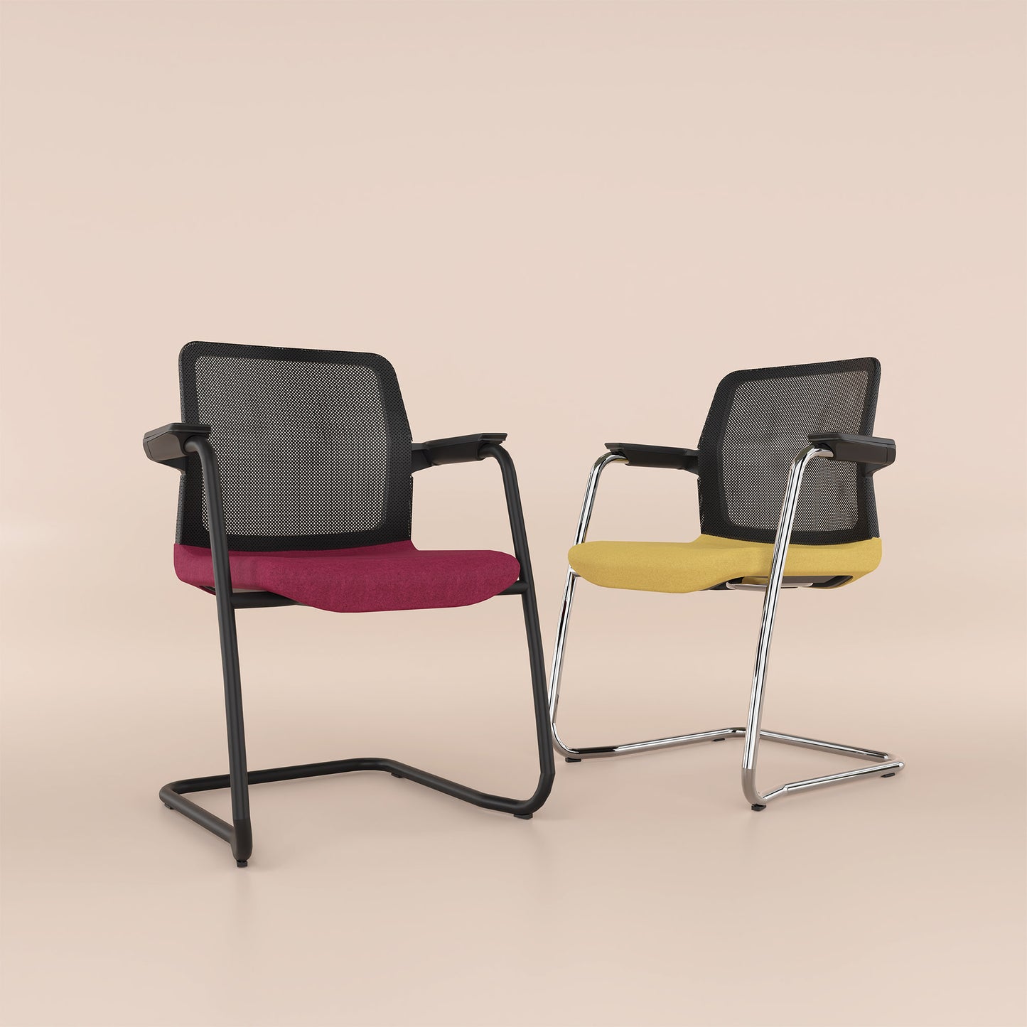 WIND cantilever chair | Mesh back, stackable, wool covers VELITO / SYNERGY
