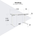STATION Schreibtisch | 1150 x 590 mm, elektrisch höhenverstellbar, induktives Ladegerät, Glastischplatte, Schwarz - 14 Thumbnail Image