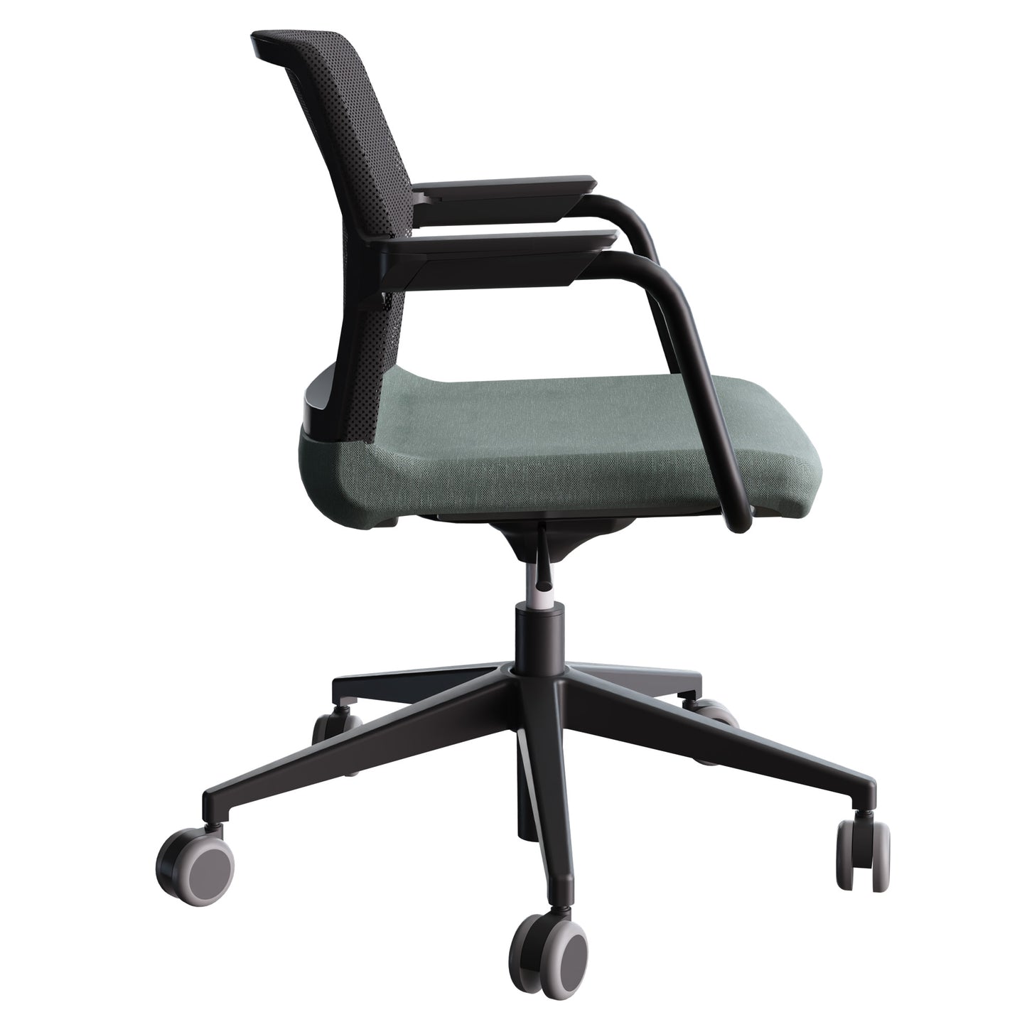 WIND swivel chair on wheels | Height adjustable, mesh back, polyester cover BERTA - Mint