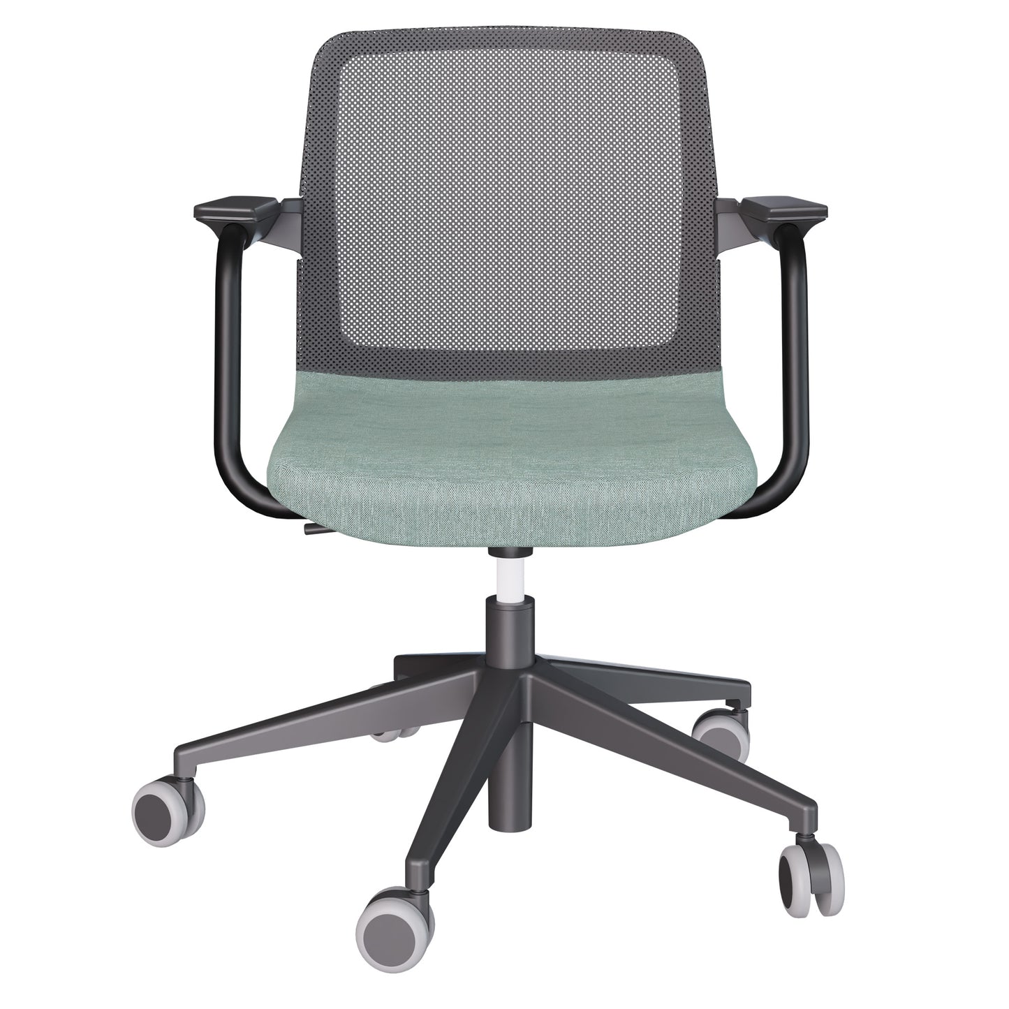 WIND swivel chair on wheels | Height adjustable, mesh back, polyester cover BERTA - Mint