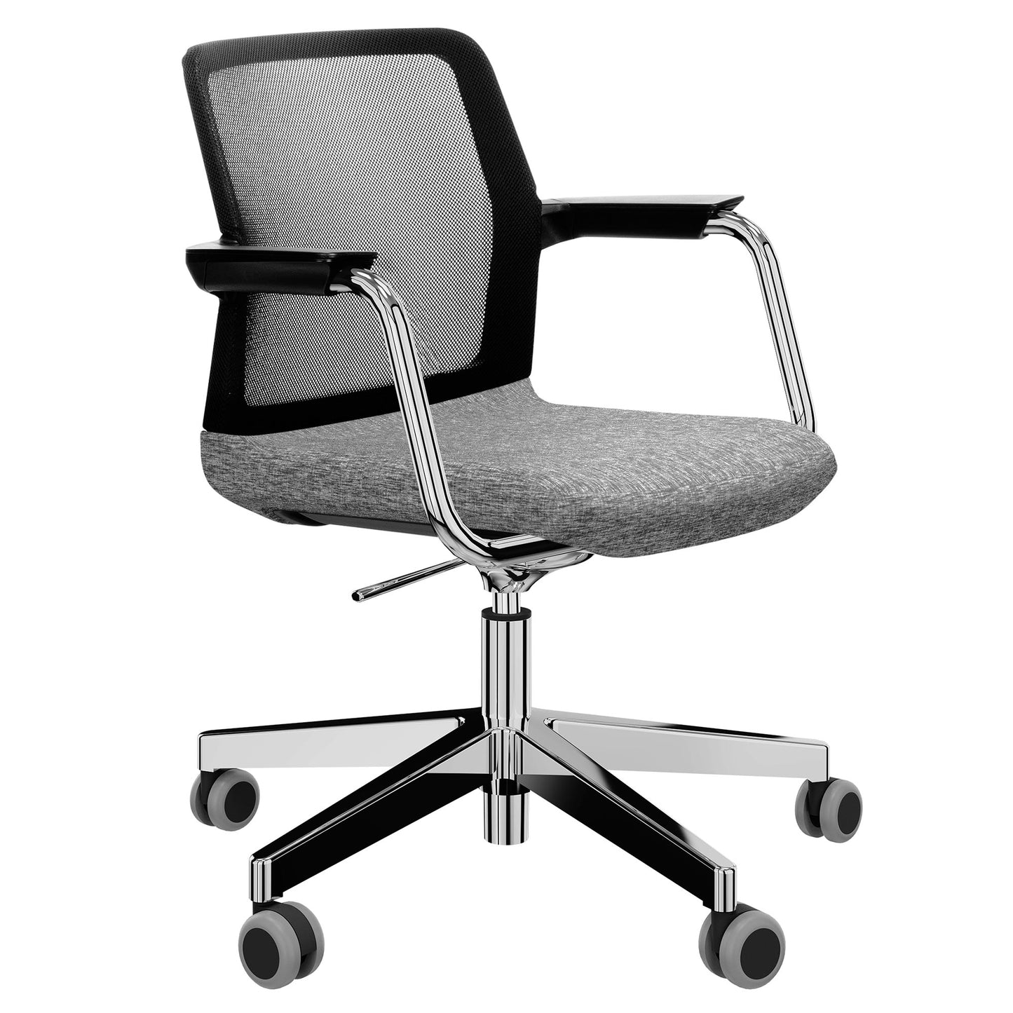WIND swivel chair on wheels | Height adjustable, mesh back, polyester cover BERTA