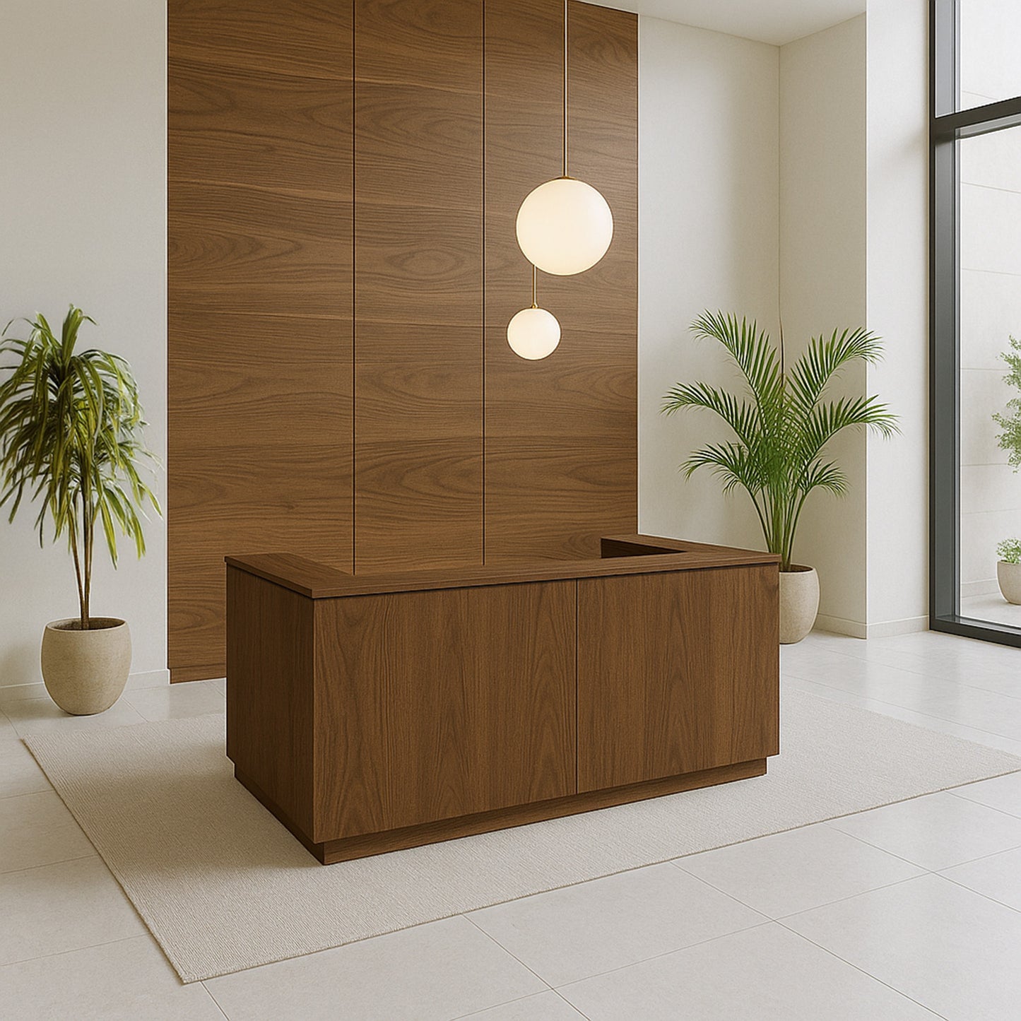 ICE reception desk | 2204 x 1022 mm, walnut veneer