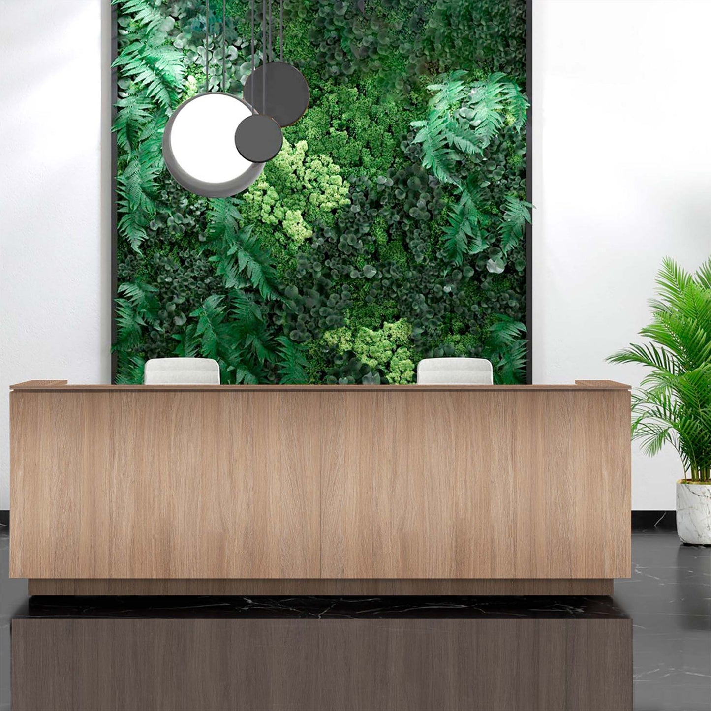 ICE reception desk | 3214 x 1022 mm, amber oak